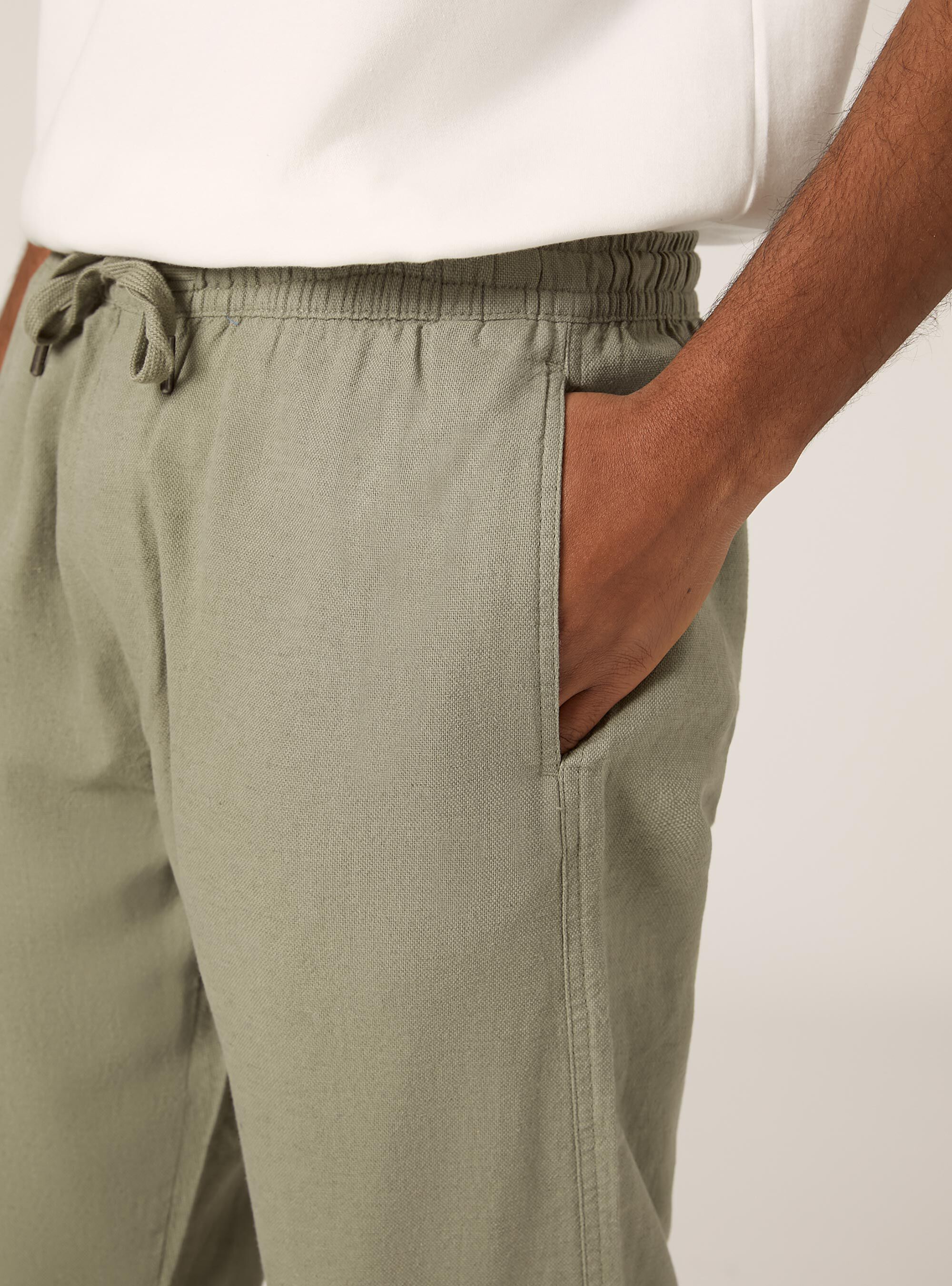 Linen-blend jogger pants, KY2 KAKY MEDIUM