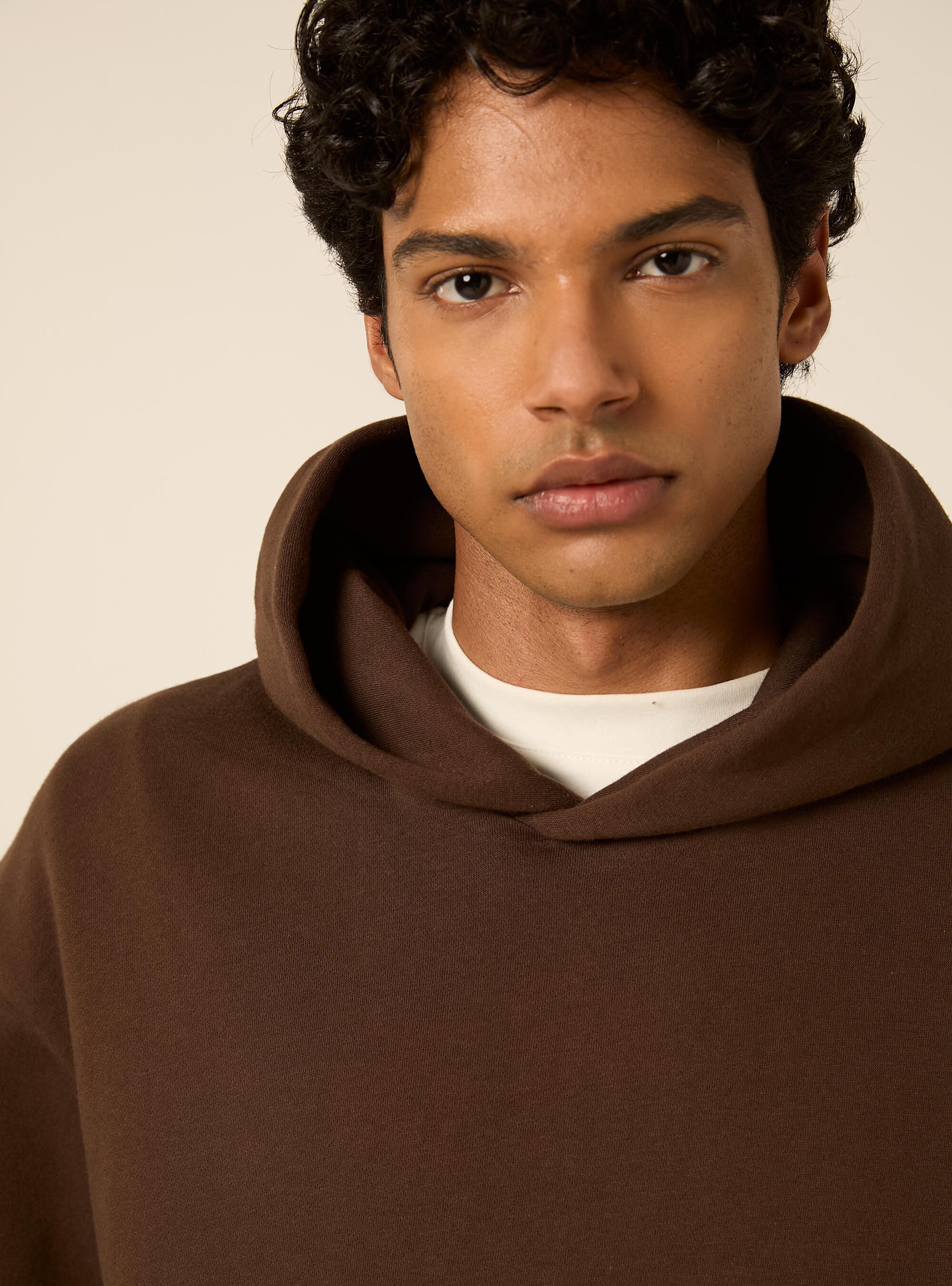 Sweat &agrave; capuche coupe boxy, BR2 BROWN MEDIUM
