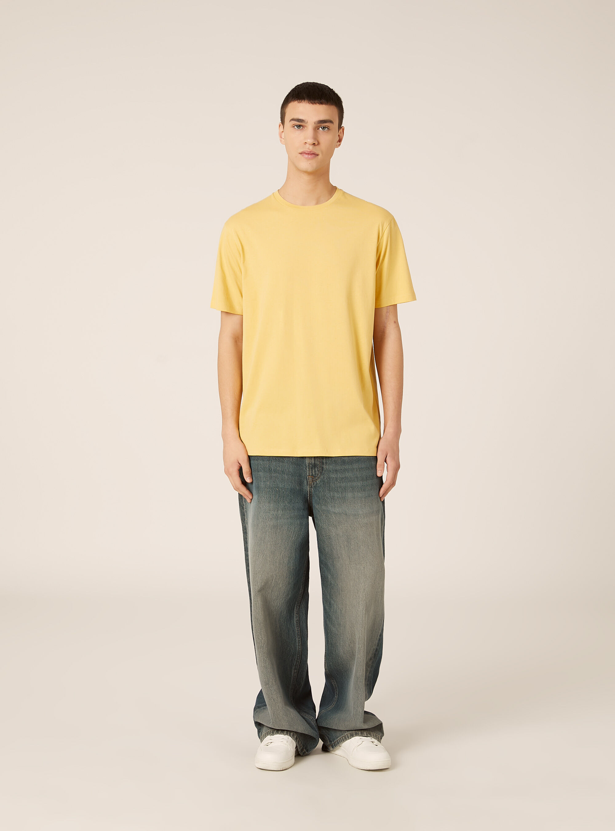 Basic Cotton T-Shirt, YE2 YELLOW MEDIUM