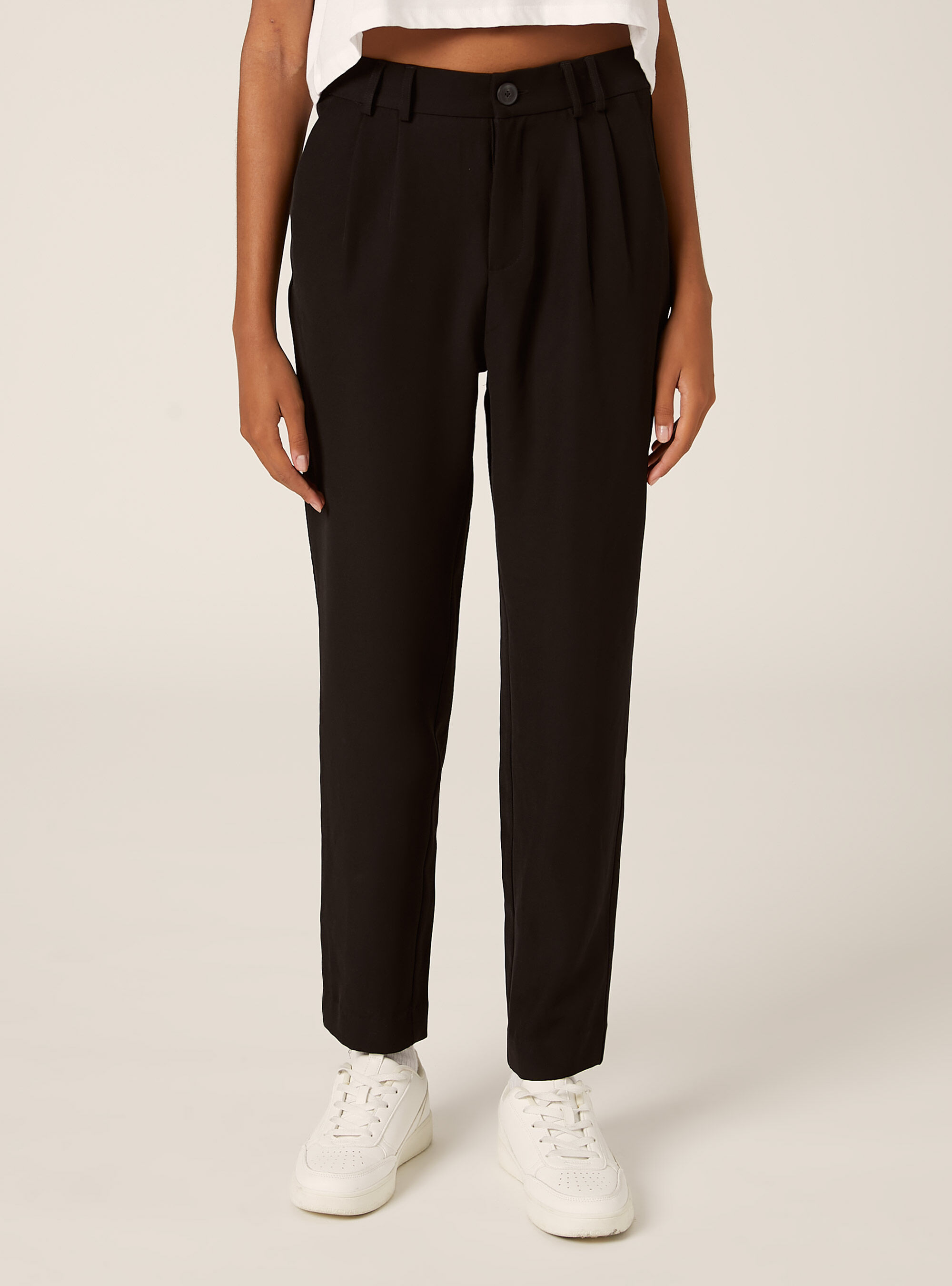 Pantalon &agrave; pinces coupe classique, BK1 BLACK