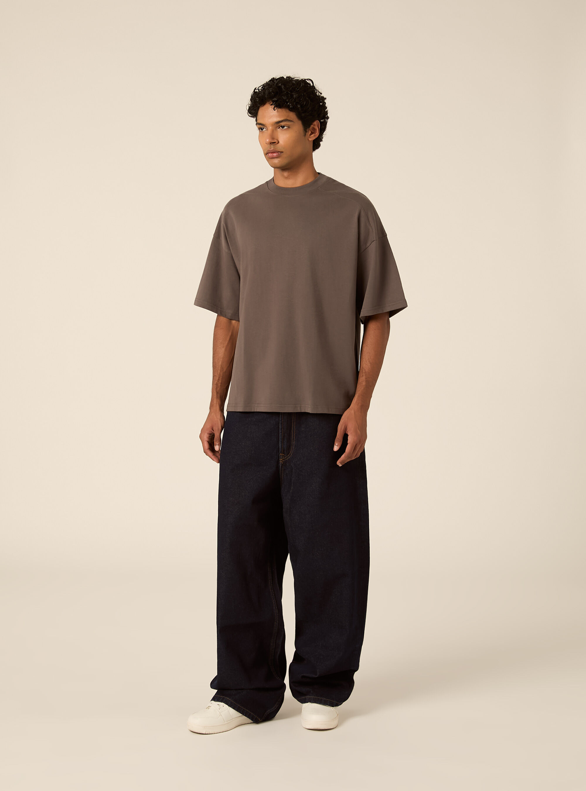 Boxy fit short sleeve tee with dropped shoulders