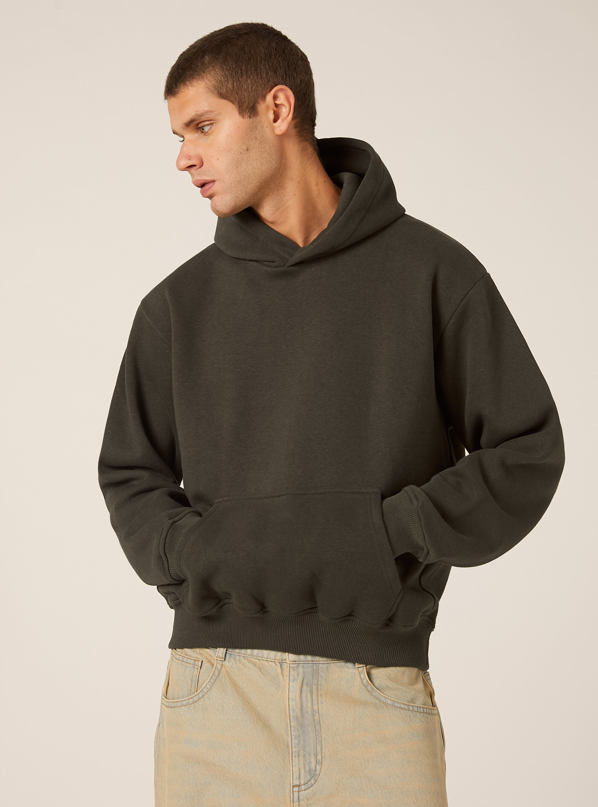 Sweat &agrave; capuche coupe boxy, KY1 KAKY DARK