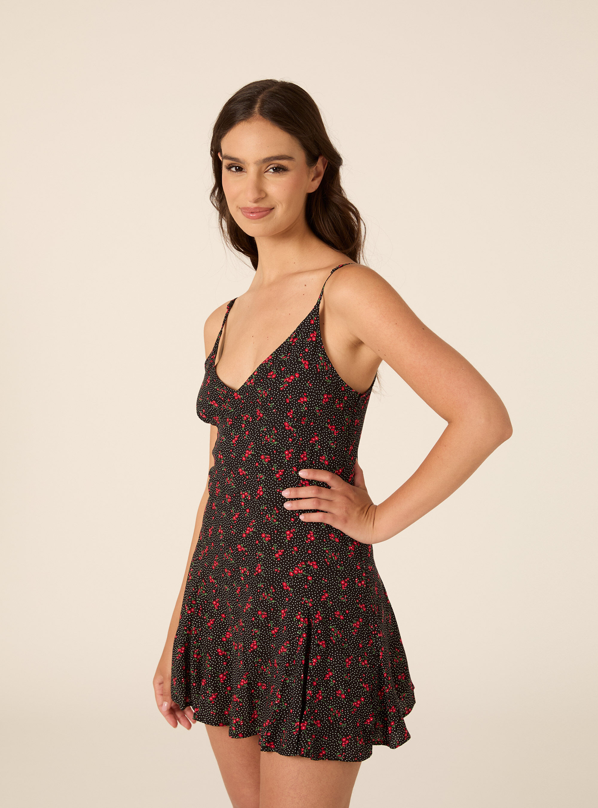 Robe Mini Fleurie &agrave; Fines Bretelles