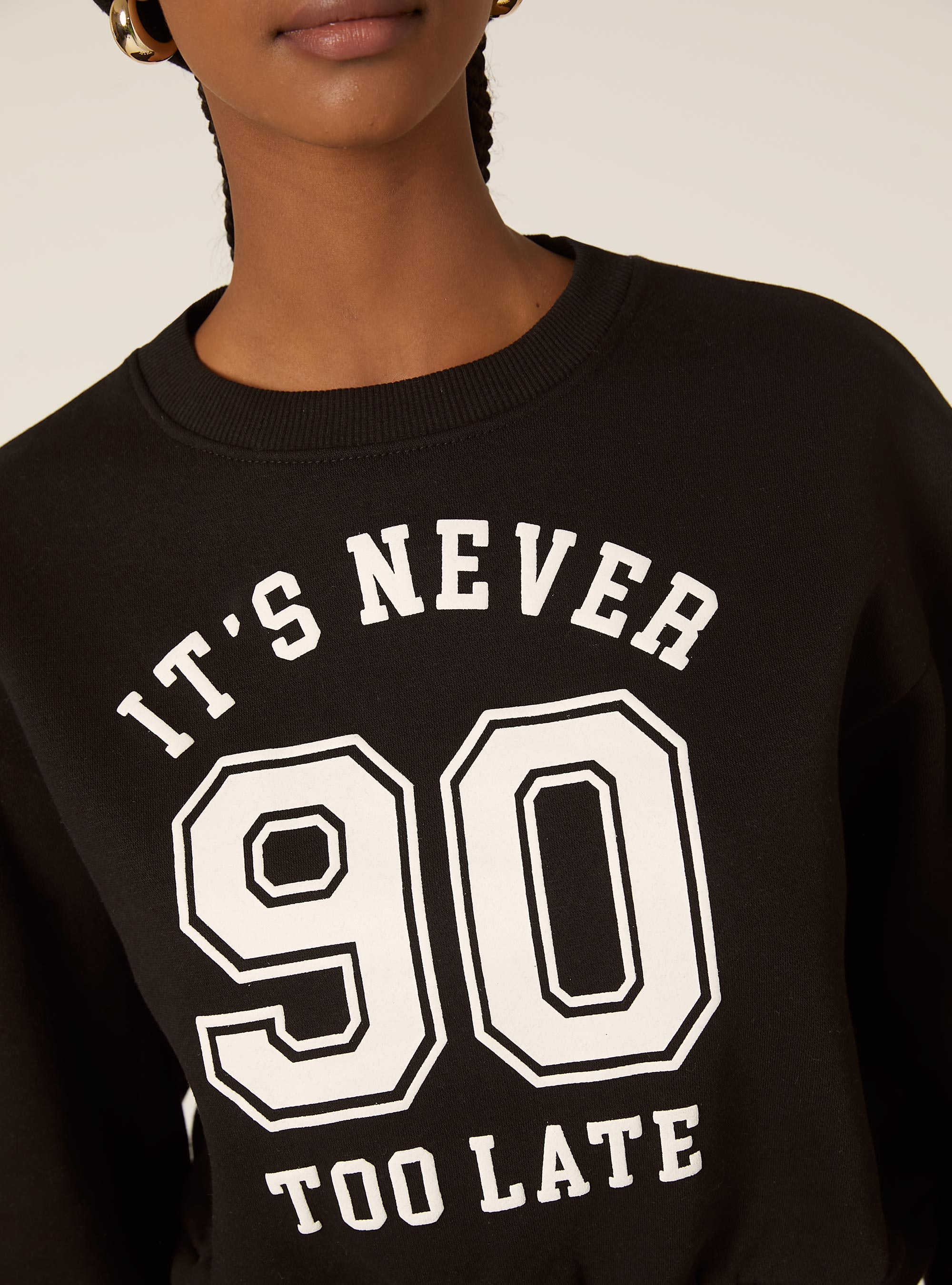 Sweat-shirt coupe boxy avec imprim&eacute;, BK1 BLACK