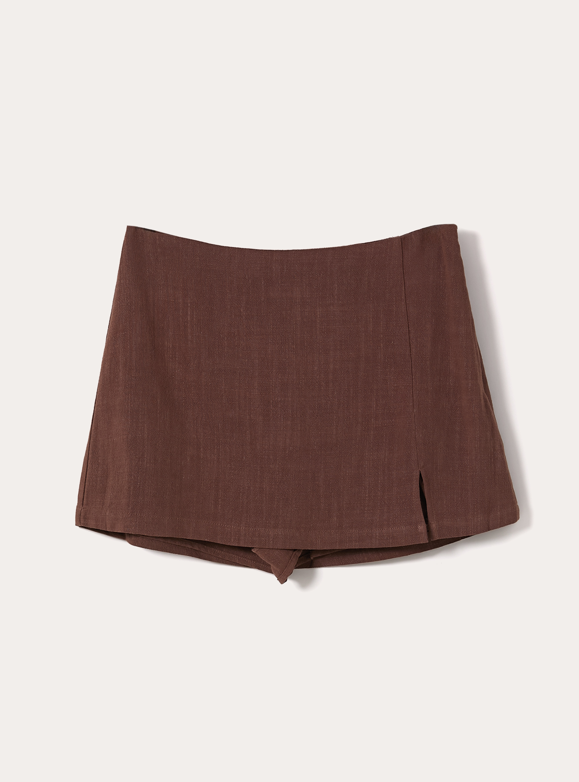 Linen-blend skort, BR3 BROWN LIGHT