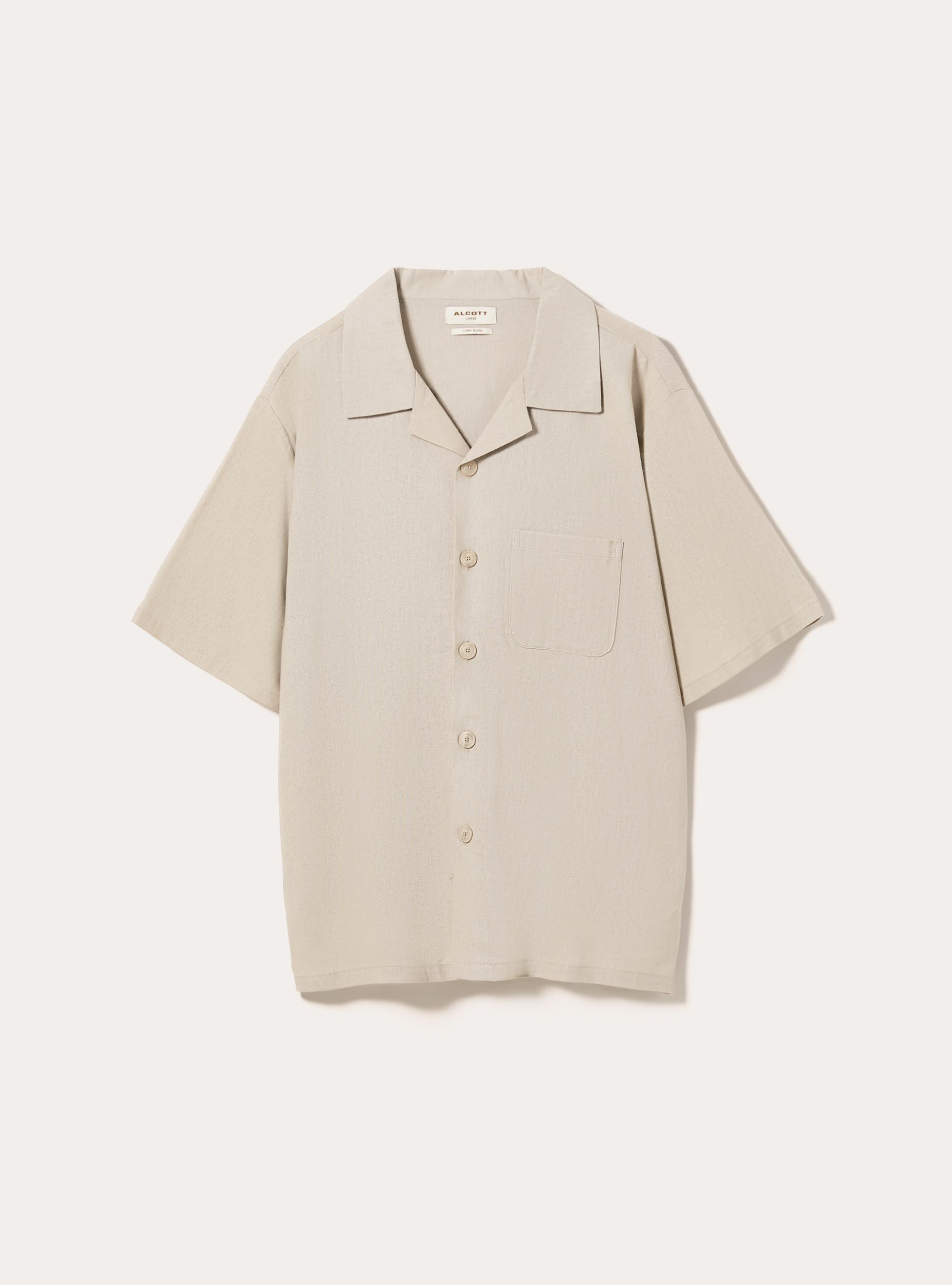 Linen blend shirt with breast pocket, BG3 BEIGE LIGHT