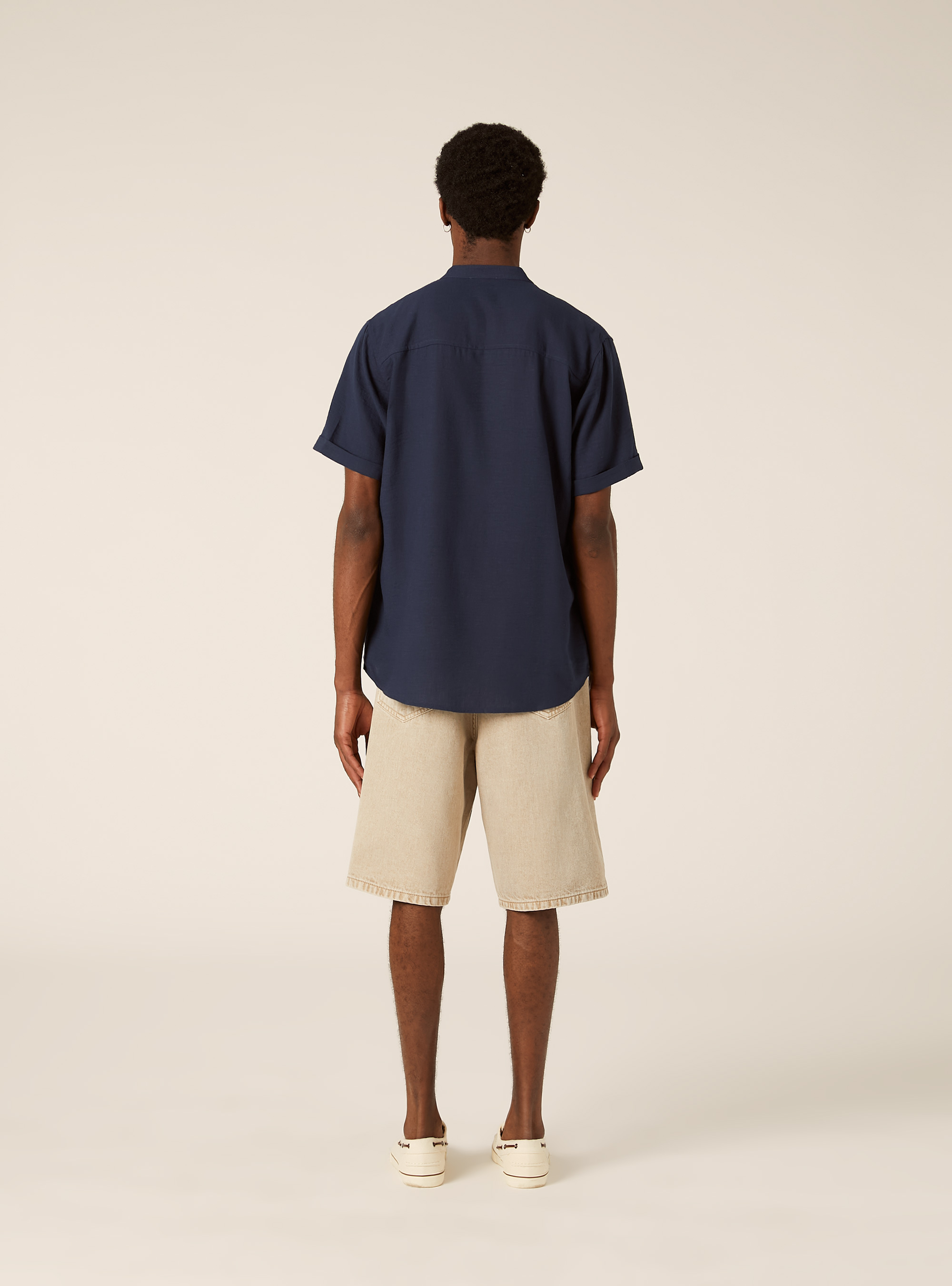 Mandarin collar shirt, NA2 NAVY MEDIUM