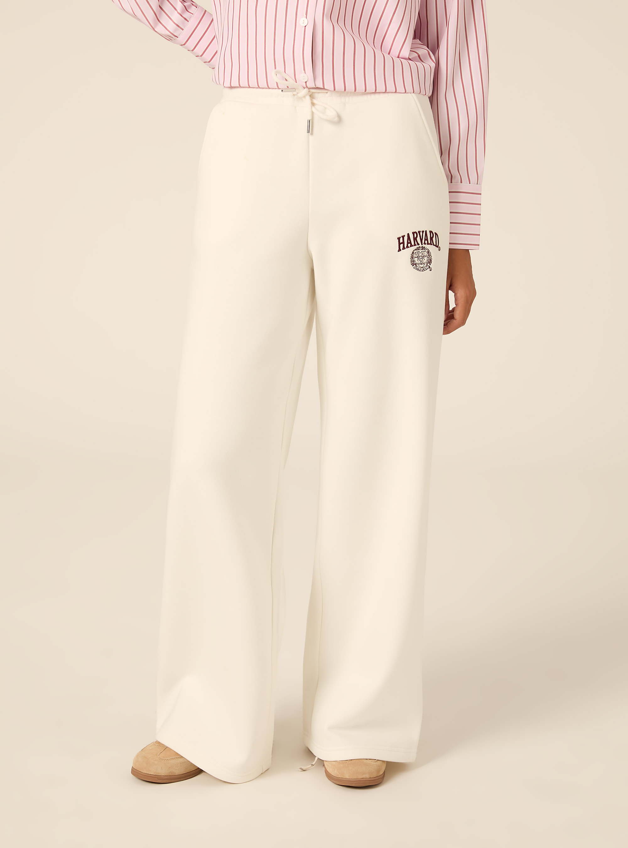 Pantaloni wide leg licenza harvard, WH2 WHITE