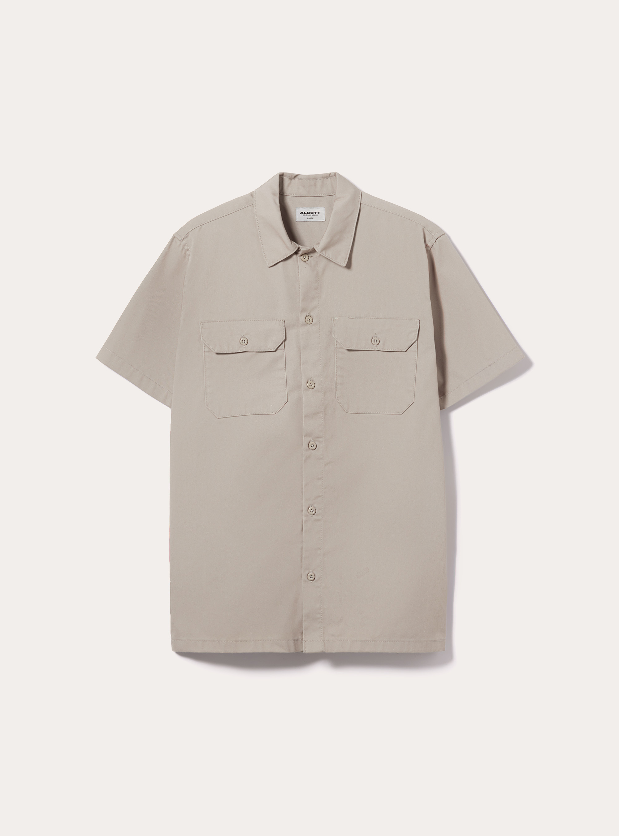 Chemise en serg&eacute; avec grandes poches, BG2 BEIGE MEDIUM