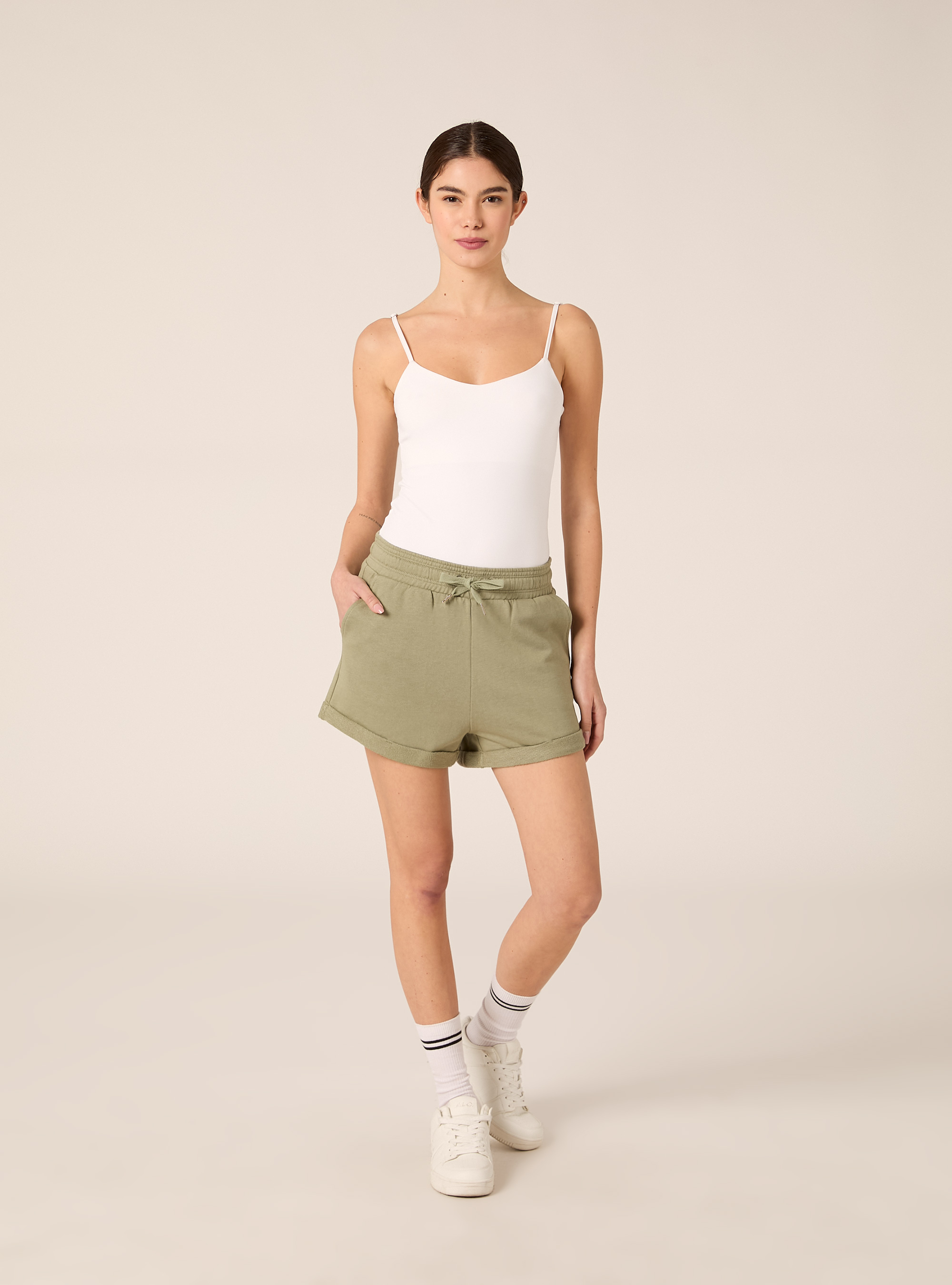 Shorts in cotone con vita elasticizzata, KAKY MEDIO