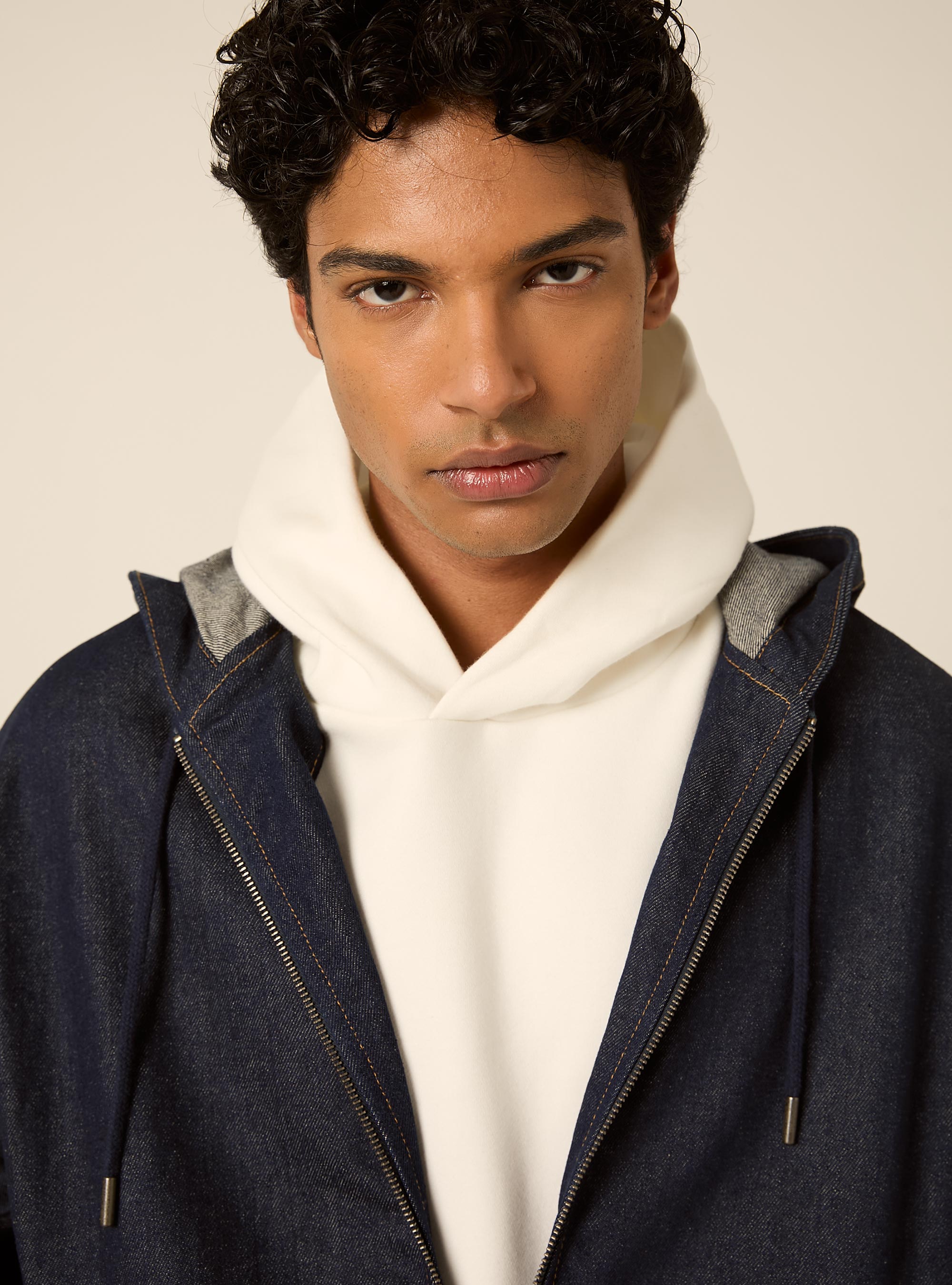 Hooded denim bomber jacket, D001 DEEP BLUE