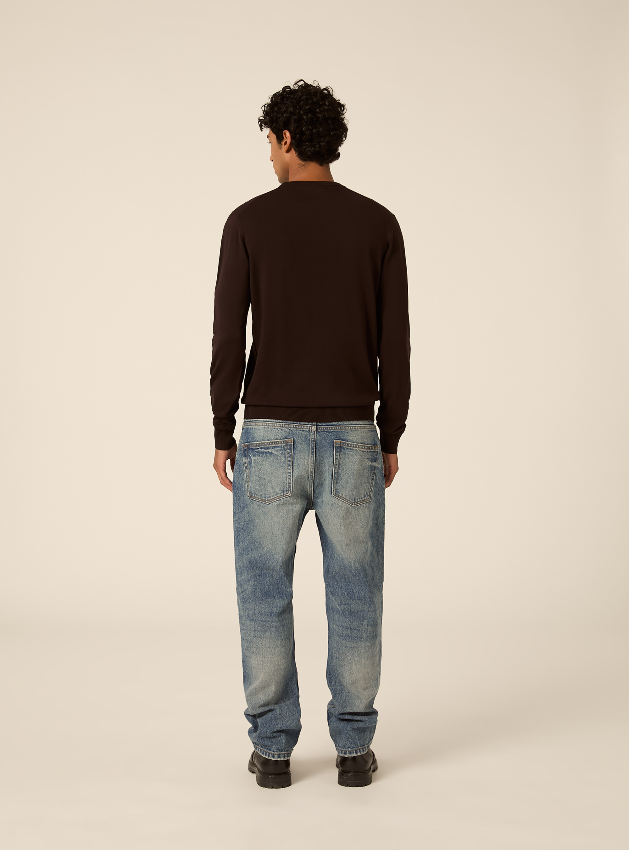 Jersey de cuello redondo en viscosa Lenzing Ecovero, BR1 BROWN DARK