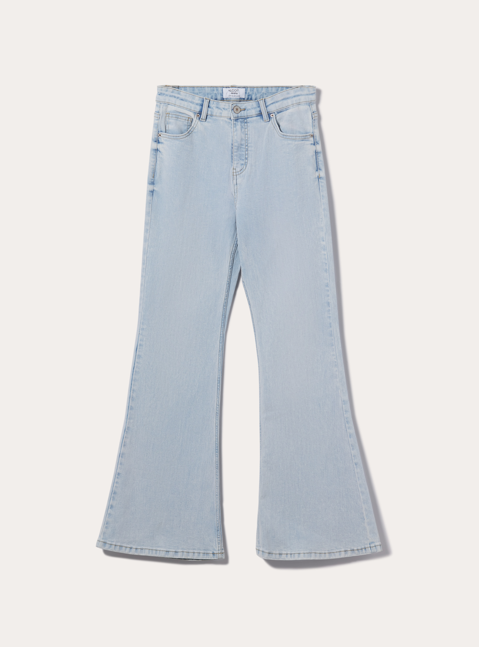 Jean flare taille haute, D007 LIGHT AZURE