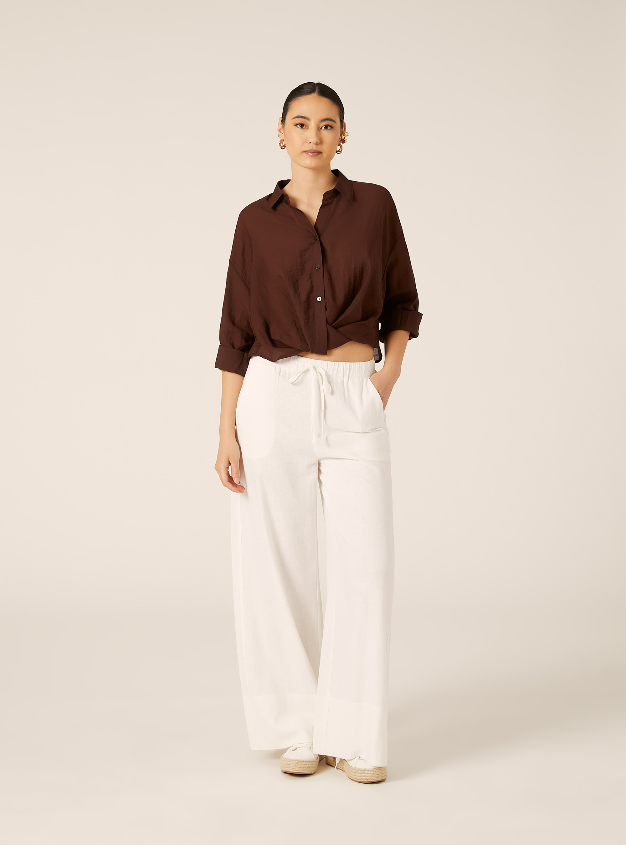 Camisa Oversize Ligera, BR2 BROWN MEDIUM