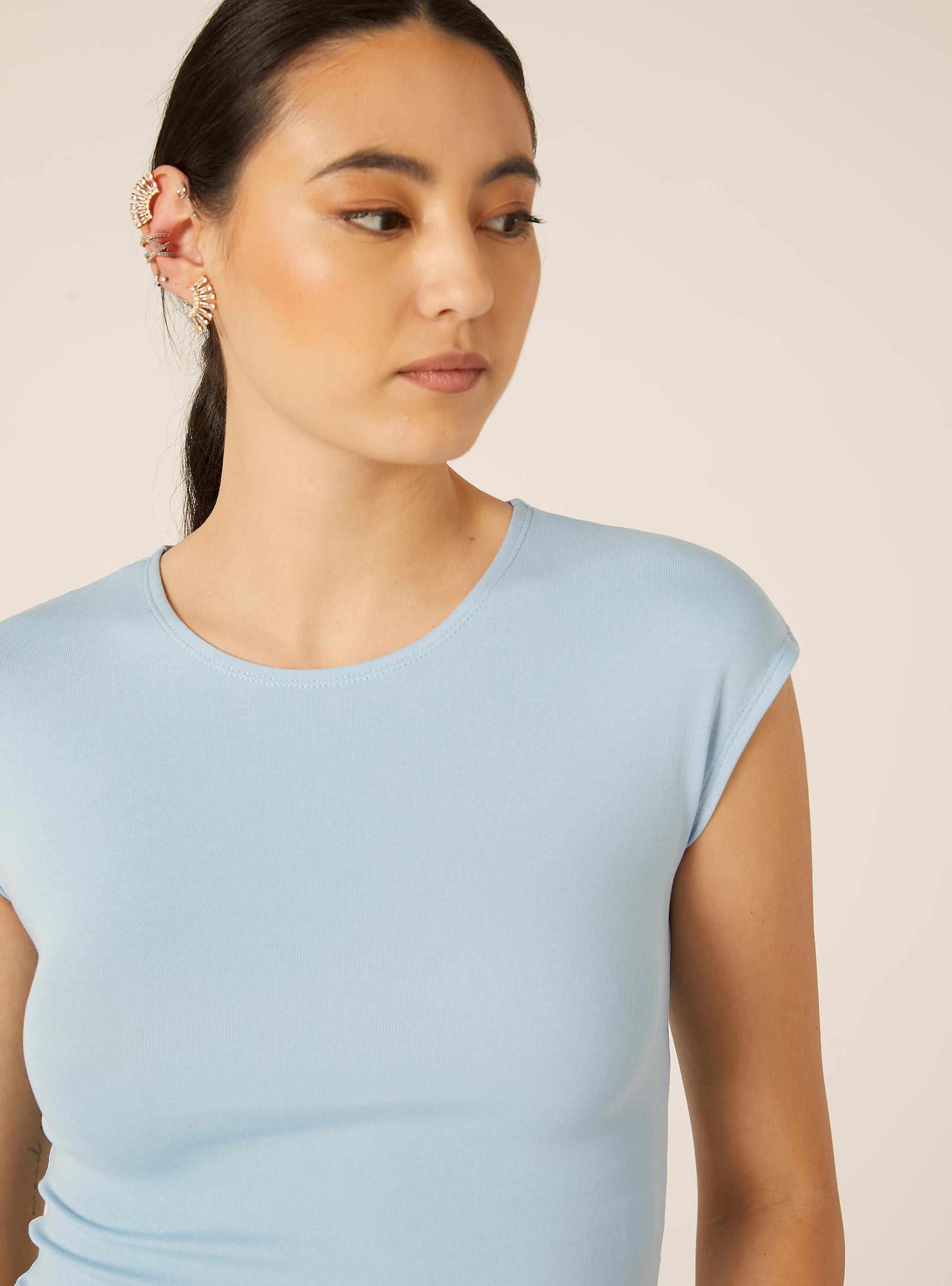 Camiseta Crop de Algod&oacute;n, AZ3 AZURE LIGHT