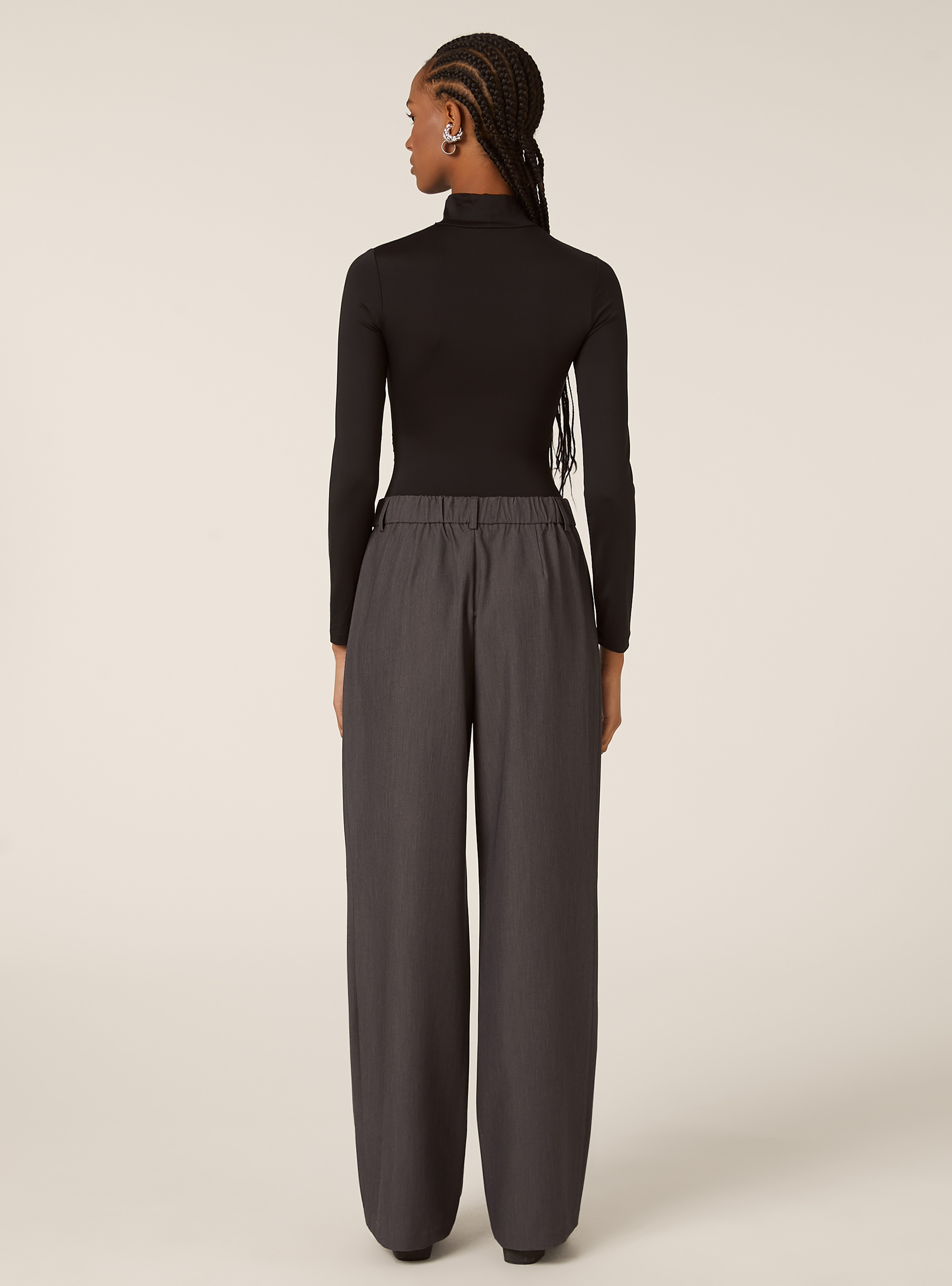 Pantalon ajust&eacute; avec pinces, MGY1 GREY MEL DARK