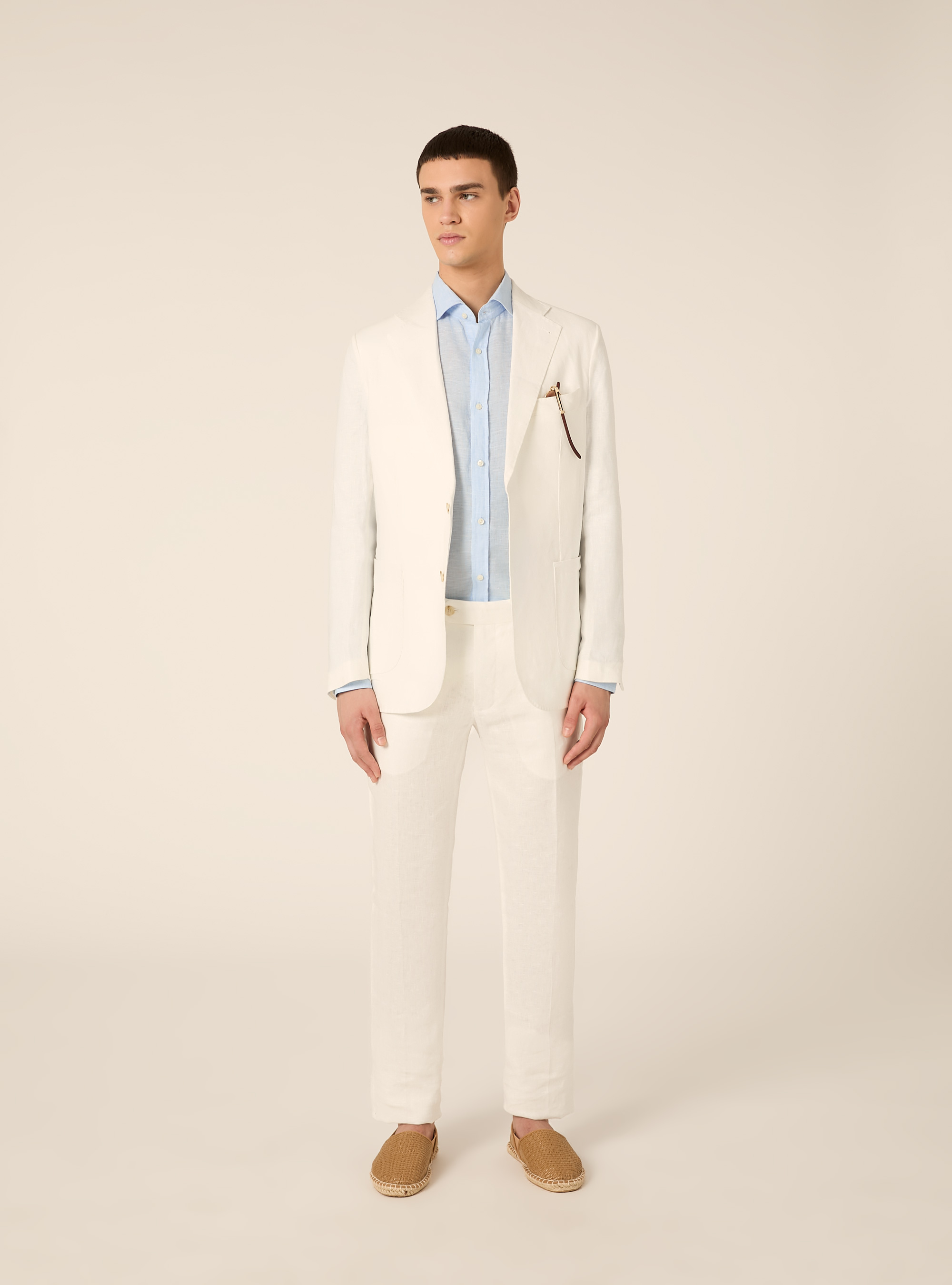 Pure linen trousers, WH1 OFF WHITE
