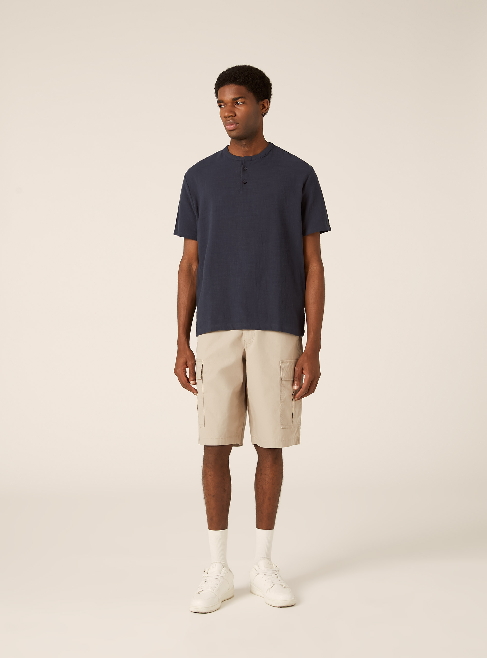 Short Sleeve Henley Shirt, NA2 NAVY MEDIUM
