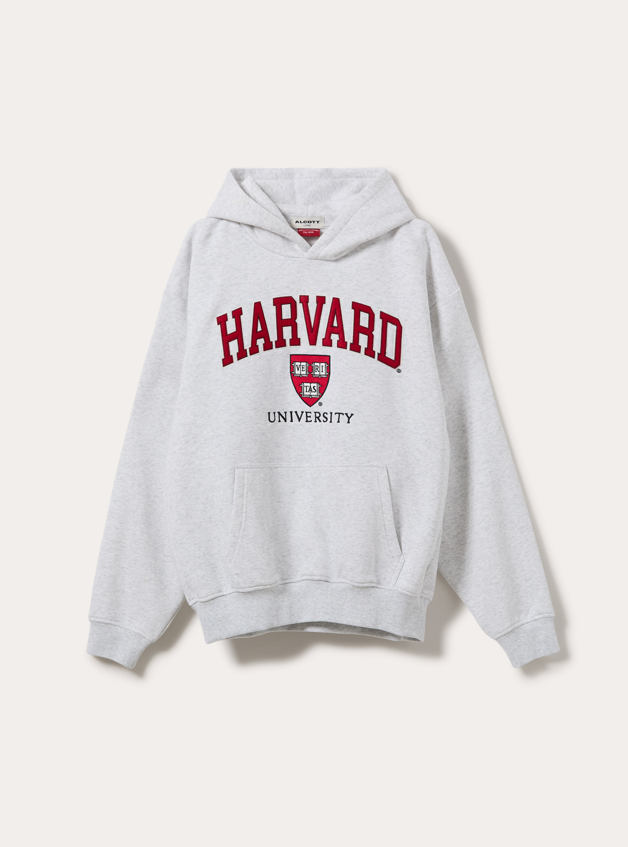 Felpa con cappuccio boxy licenza harvard, MGY3 GREY MEL LIGHT