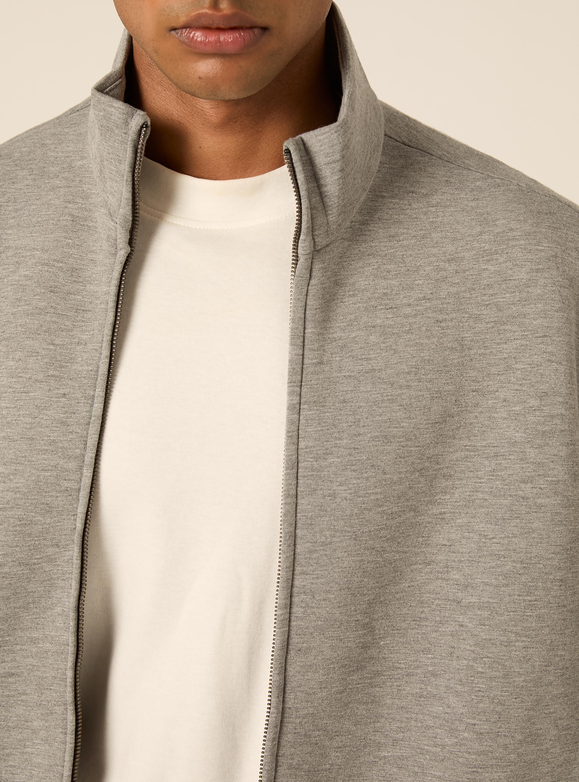 Cardigan in scuba boxy fit, GRIGIO MEDIO MELANGE