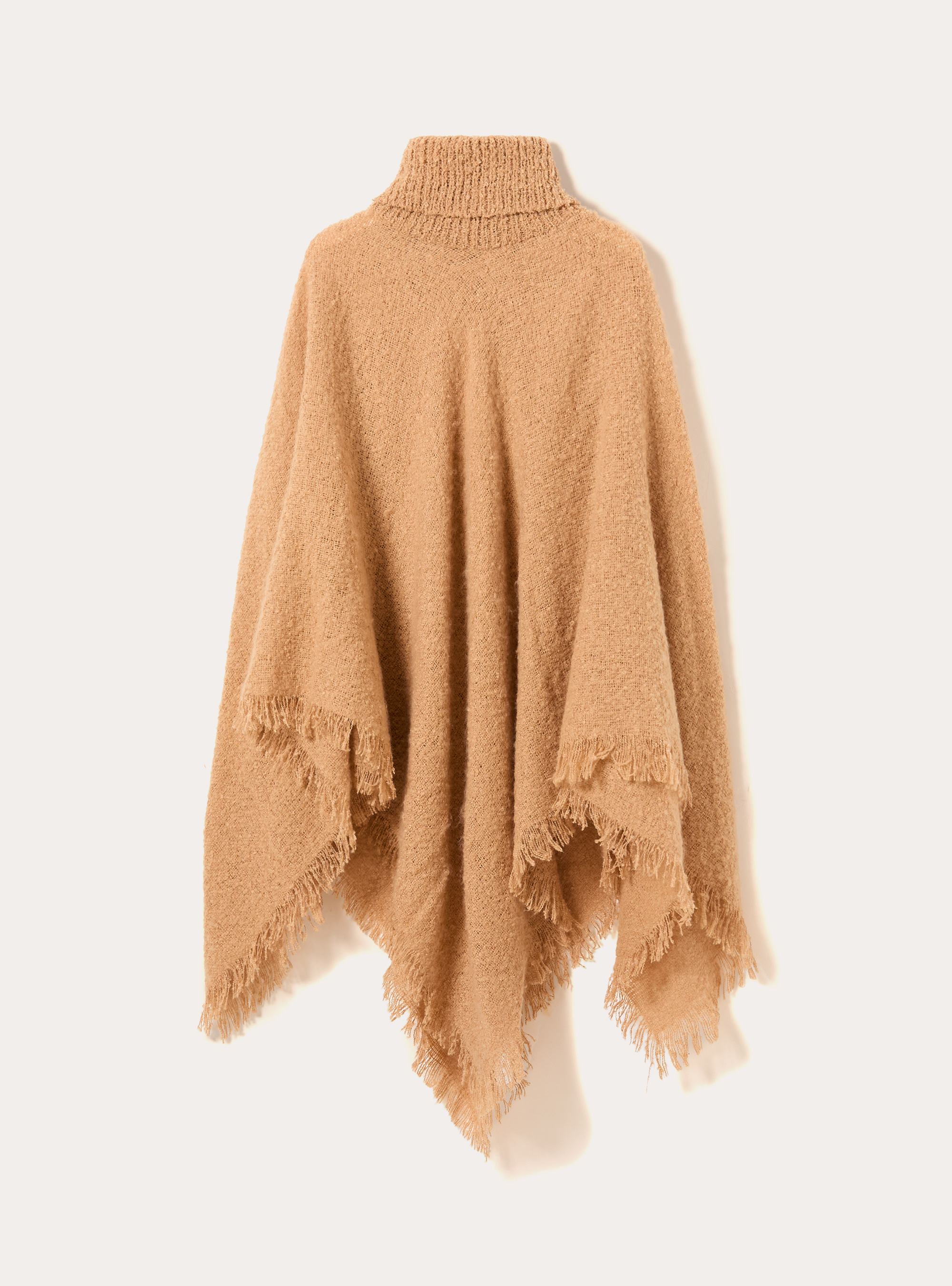 Poncho doux au toucher &agrave; col montant, MBG3 BEIGE MEL LIGHT