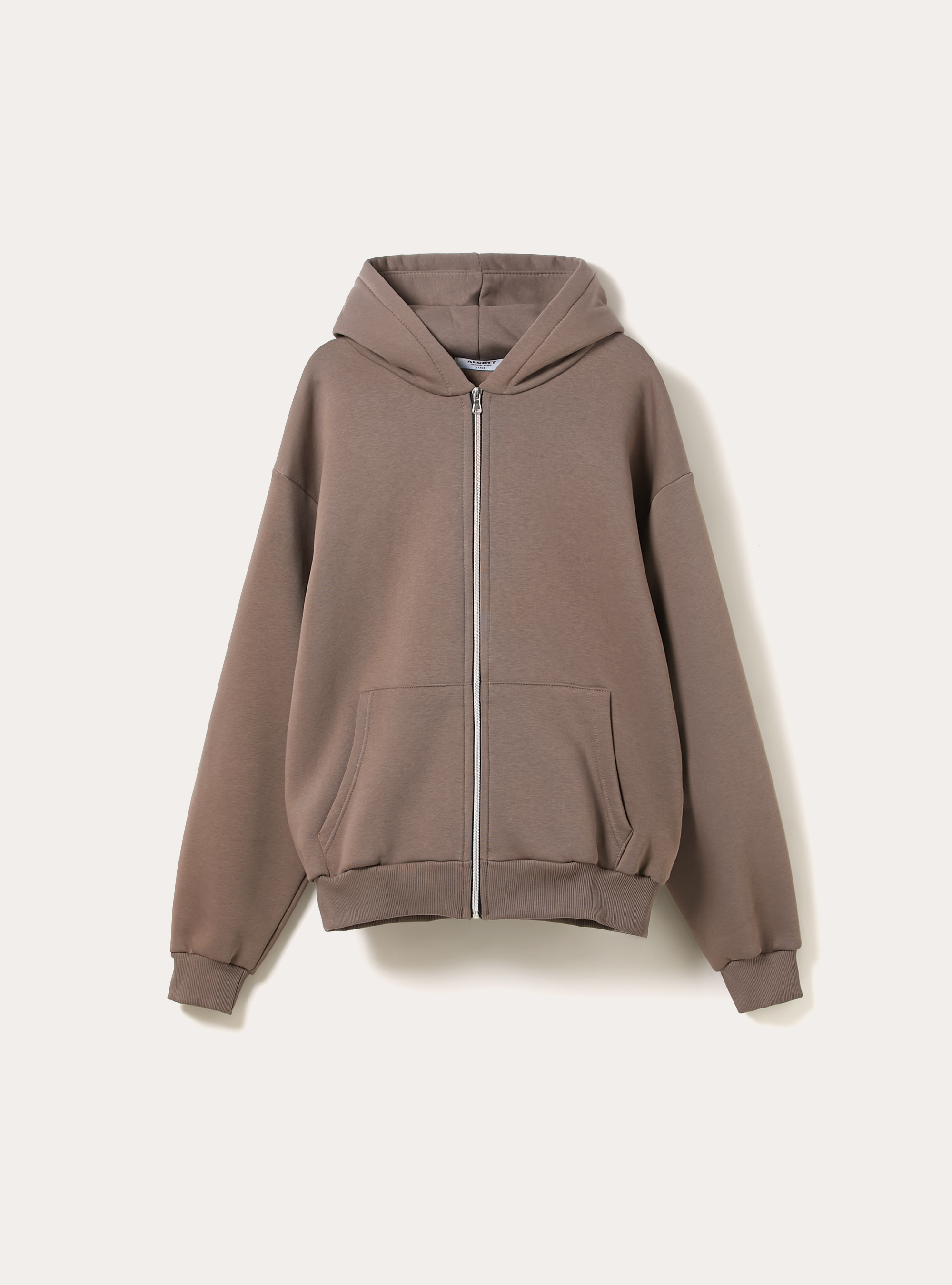Sweat &agrave; capuche zipp&eacute; coupe boxy, BR2 BROWN MEDIUM