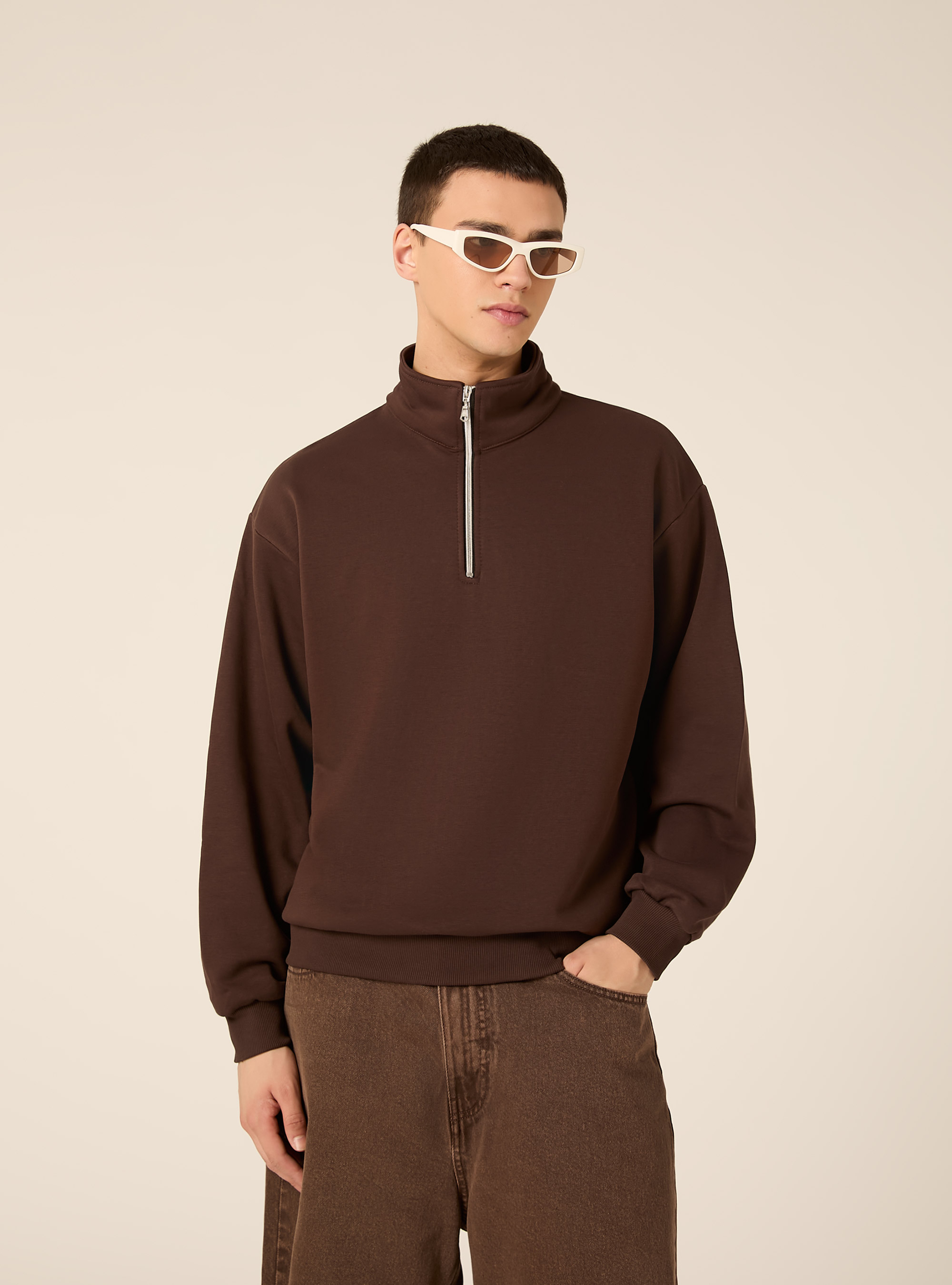 Box fit sweatshirt, BR1 BROWN DARK