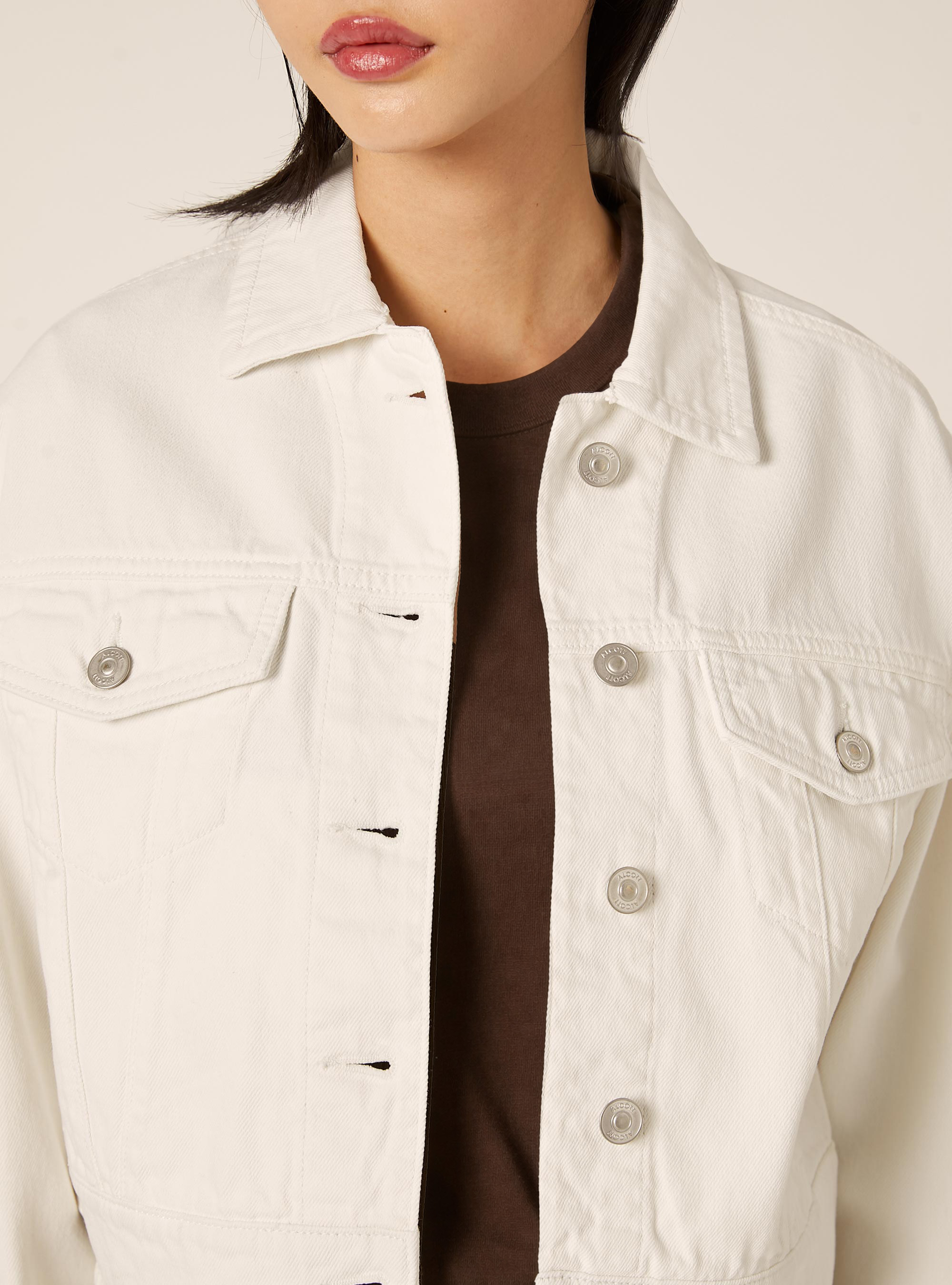 Cropped twill jacket, WH1 OFF WHITE
