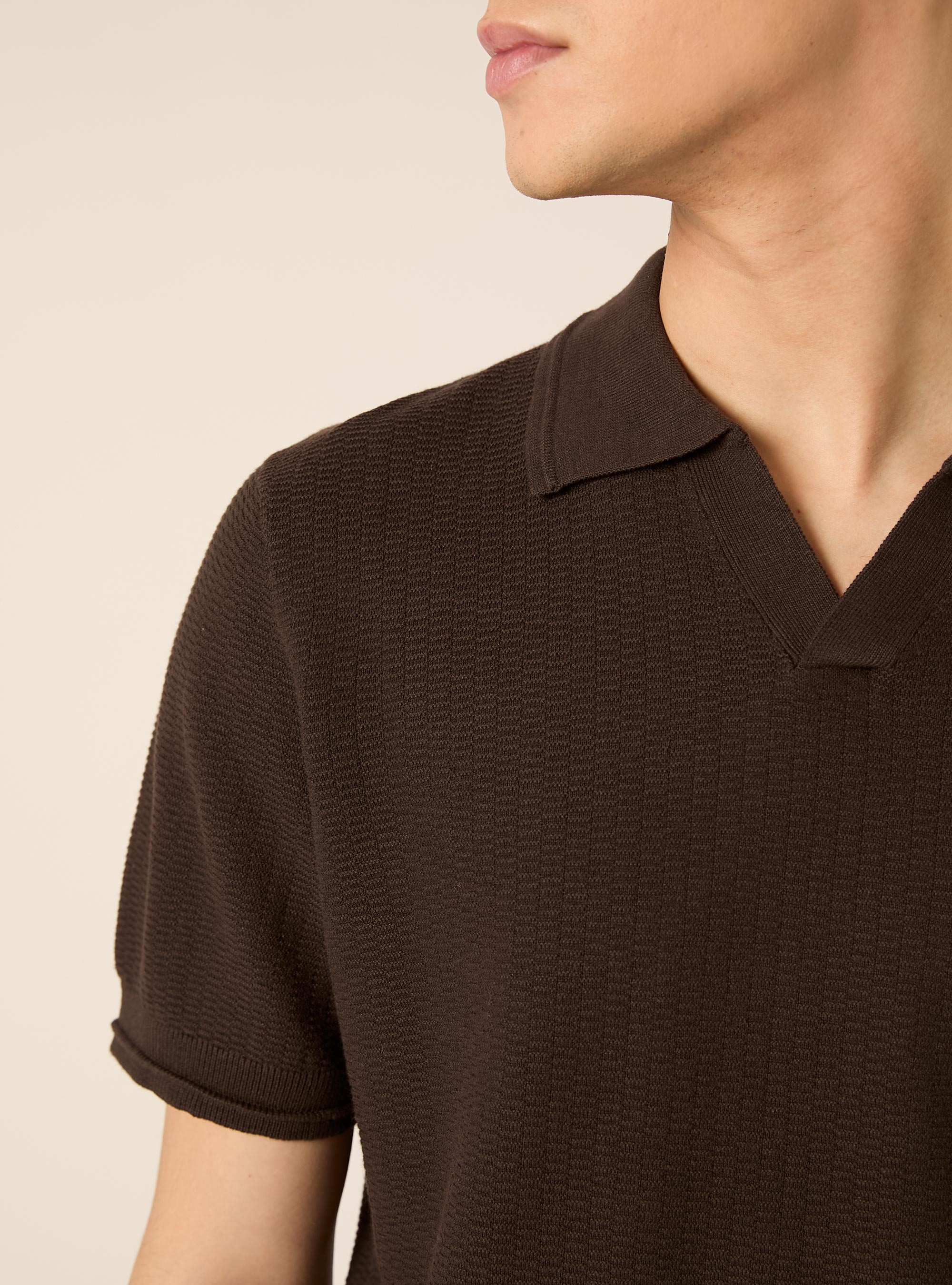 Derby-collar polo shirt, BR1 BROWN DARK