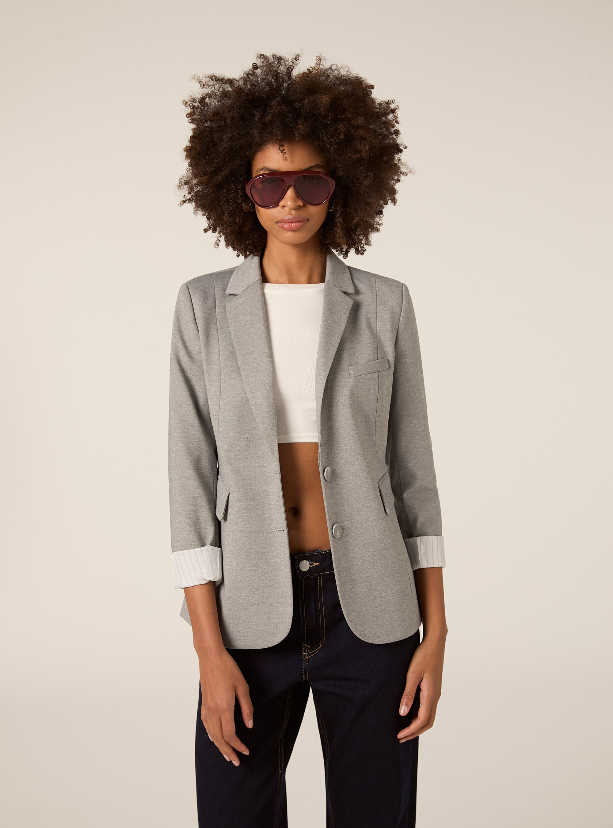 Blazer de jersey, MGY1 GREY MEL DARK