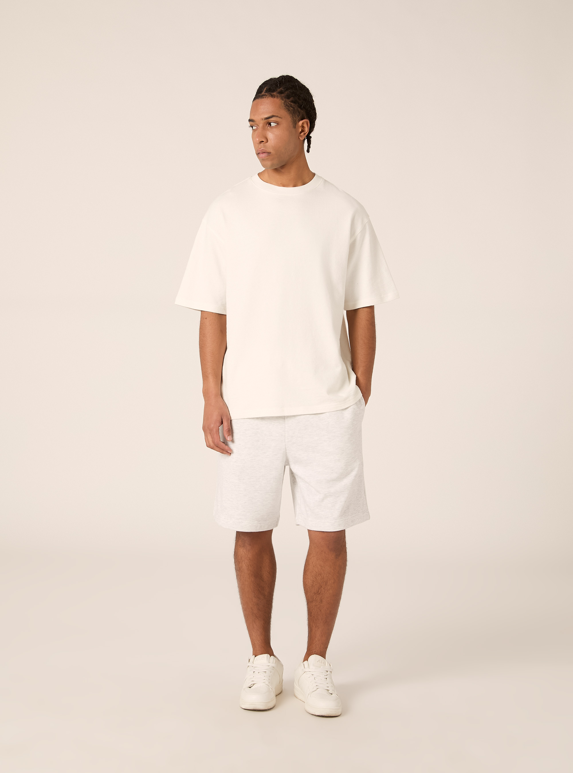 Basic French Terry Bermuda Shorts, MGY3 GREY MEL LIGHT