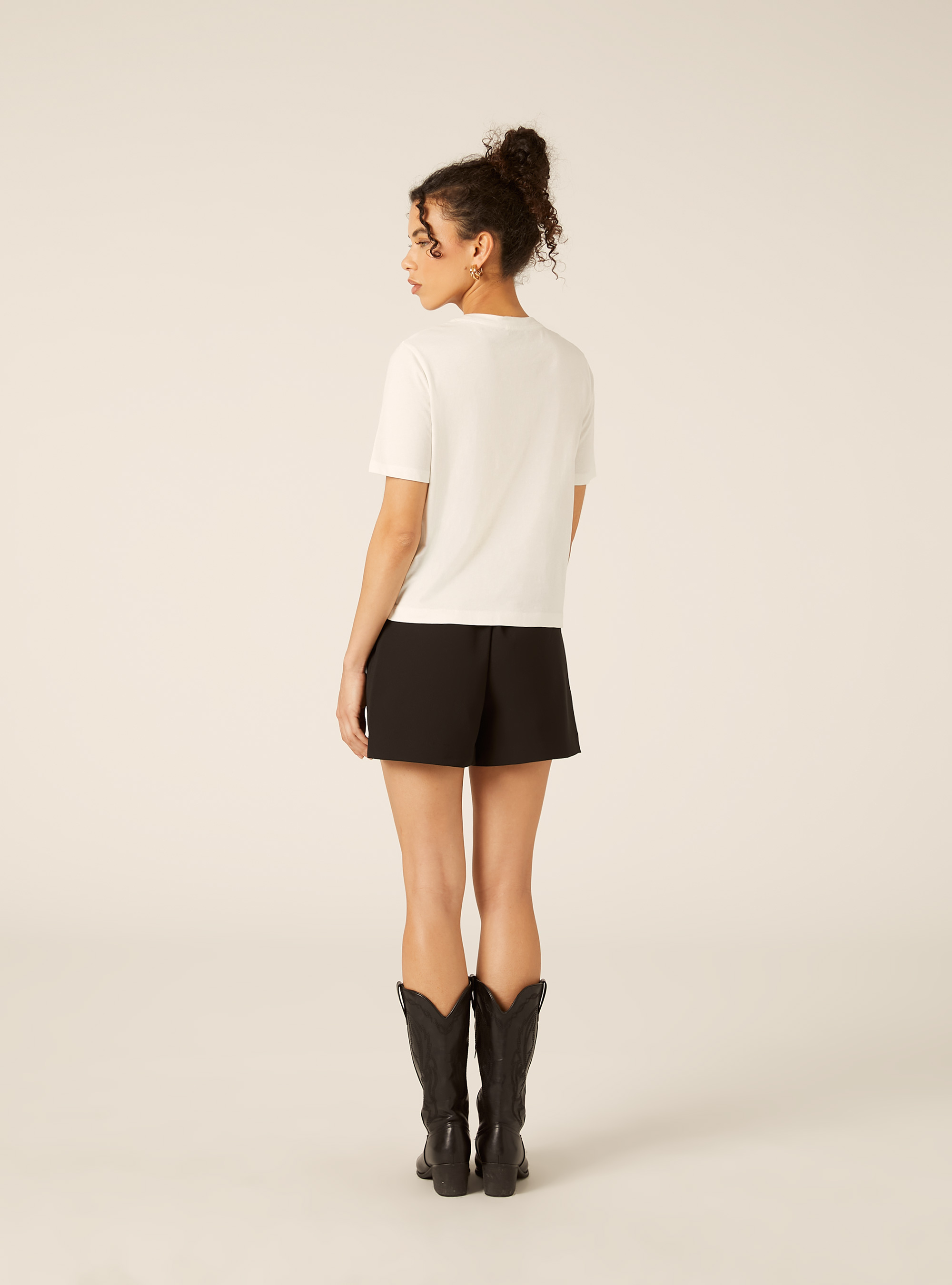 Camiseta Crop con Estampado New York, WH1 OFF WHITE