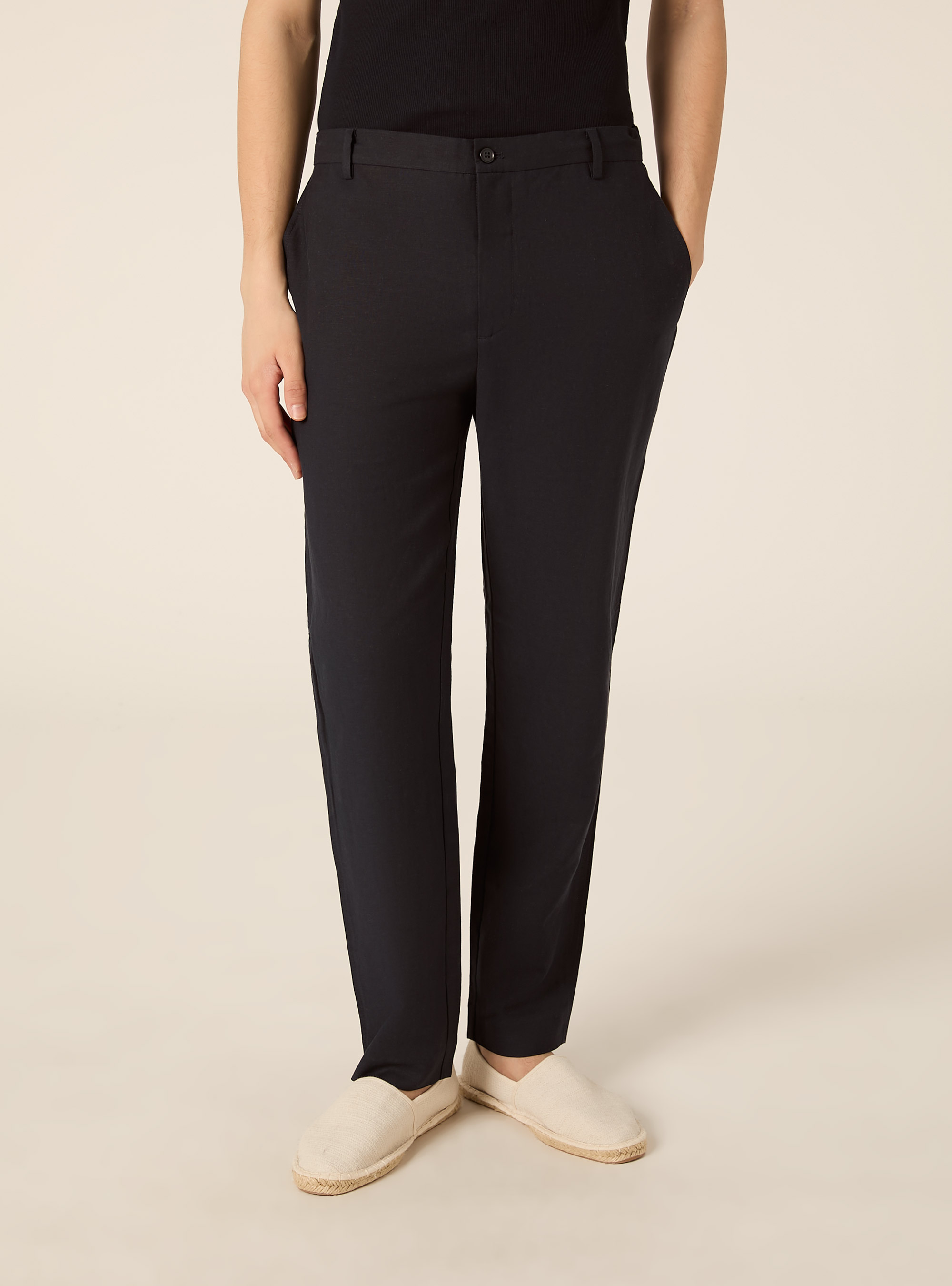 Chino-Hose aus Leinenmischung, NA2 NAVY MEDIUM