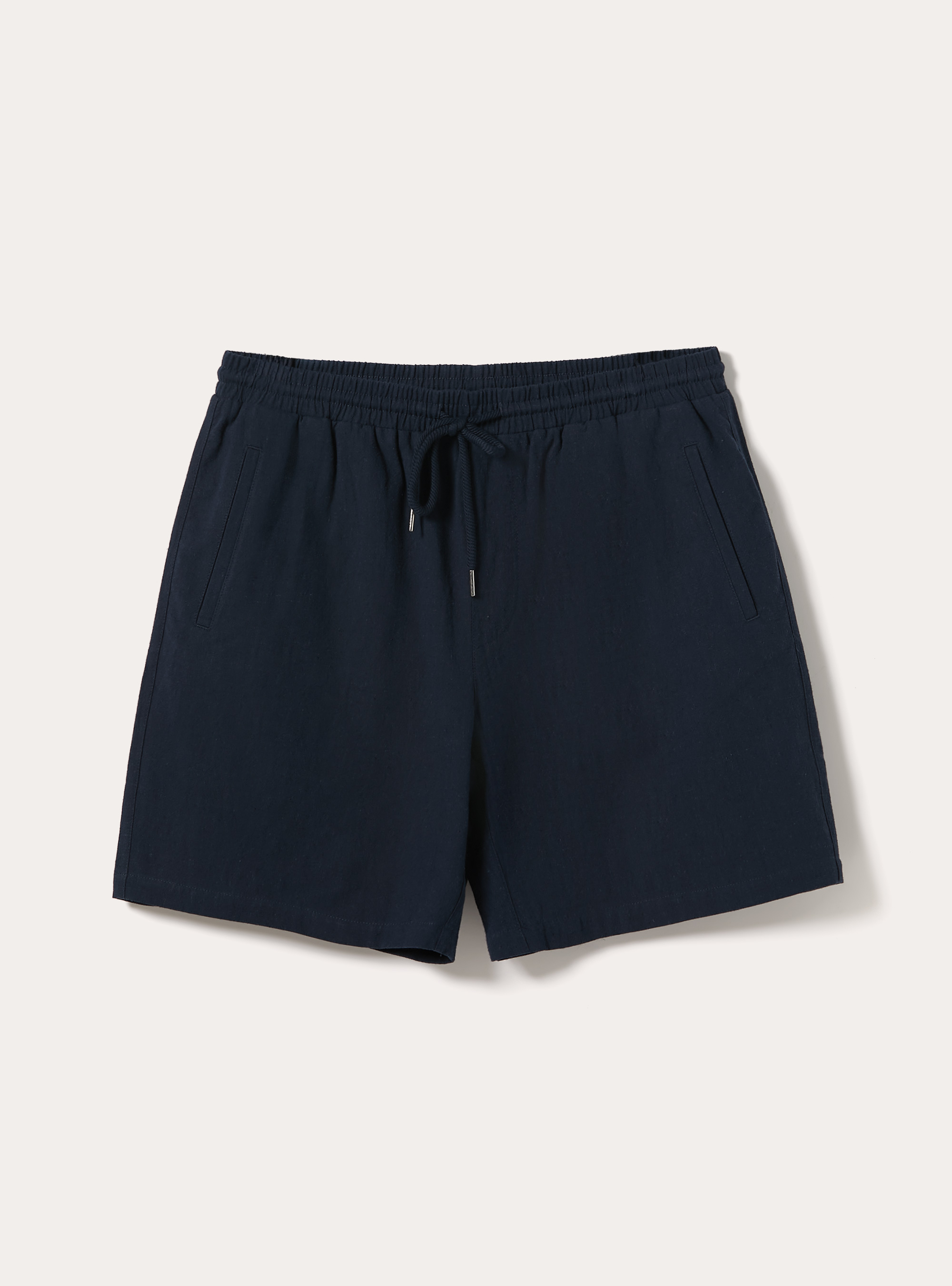 Bermuda in misto lino con laccio in vita, NAVY MEDIO