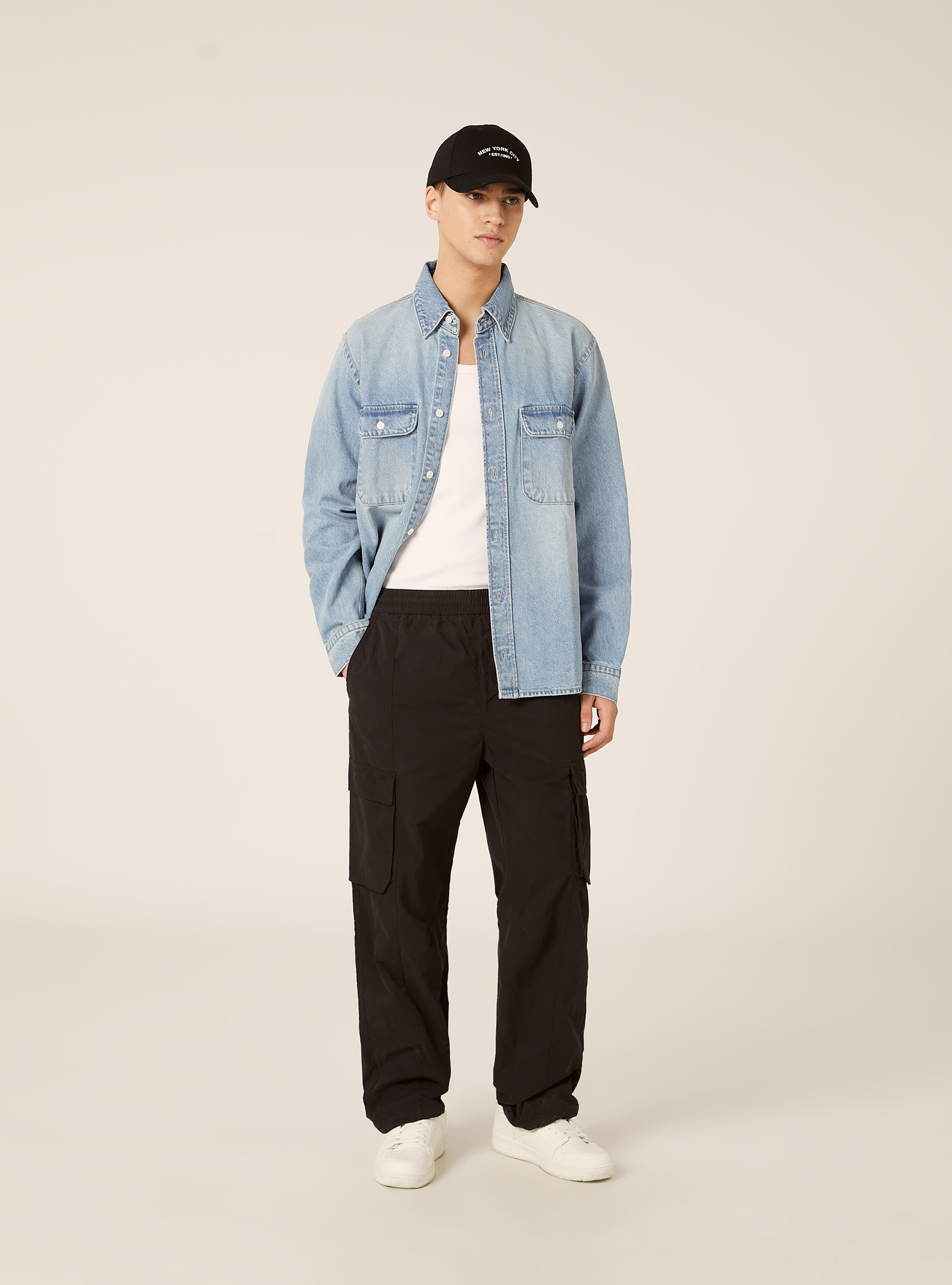 Parachute cargo pants, BK1 BLACK