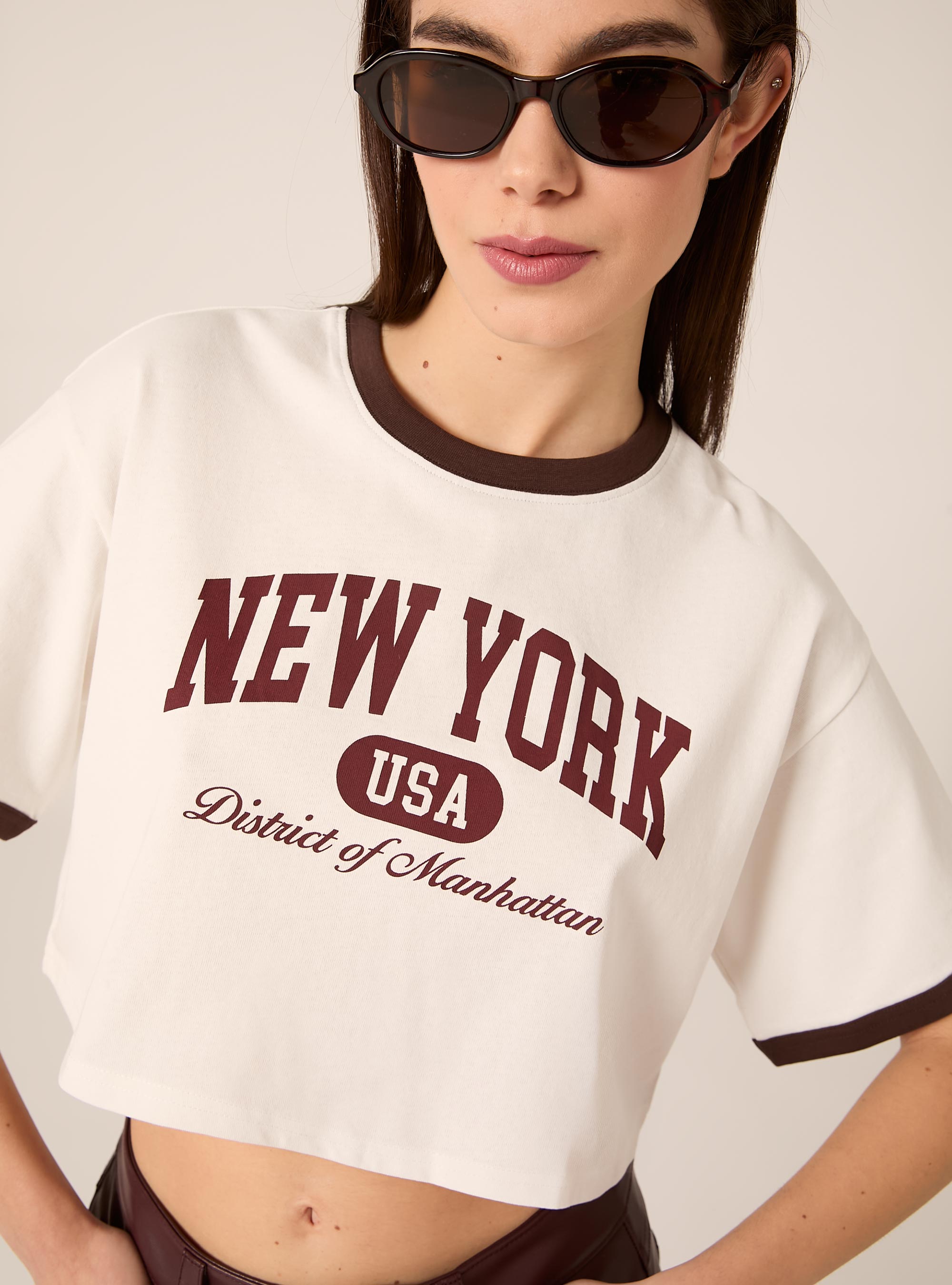 Camiseta corta con estampado, WH1 OFF WHITE