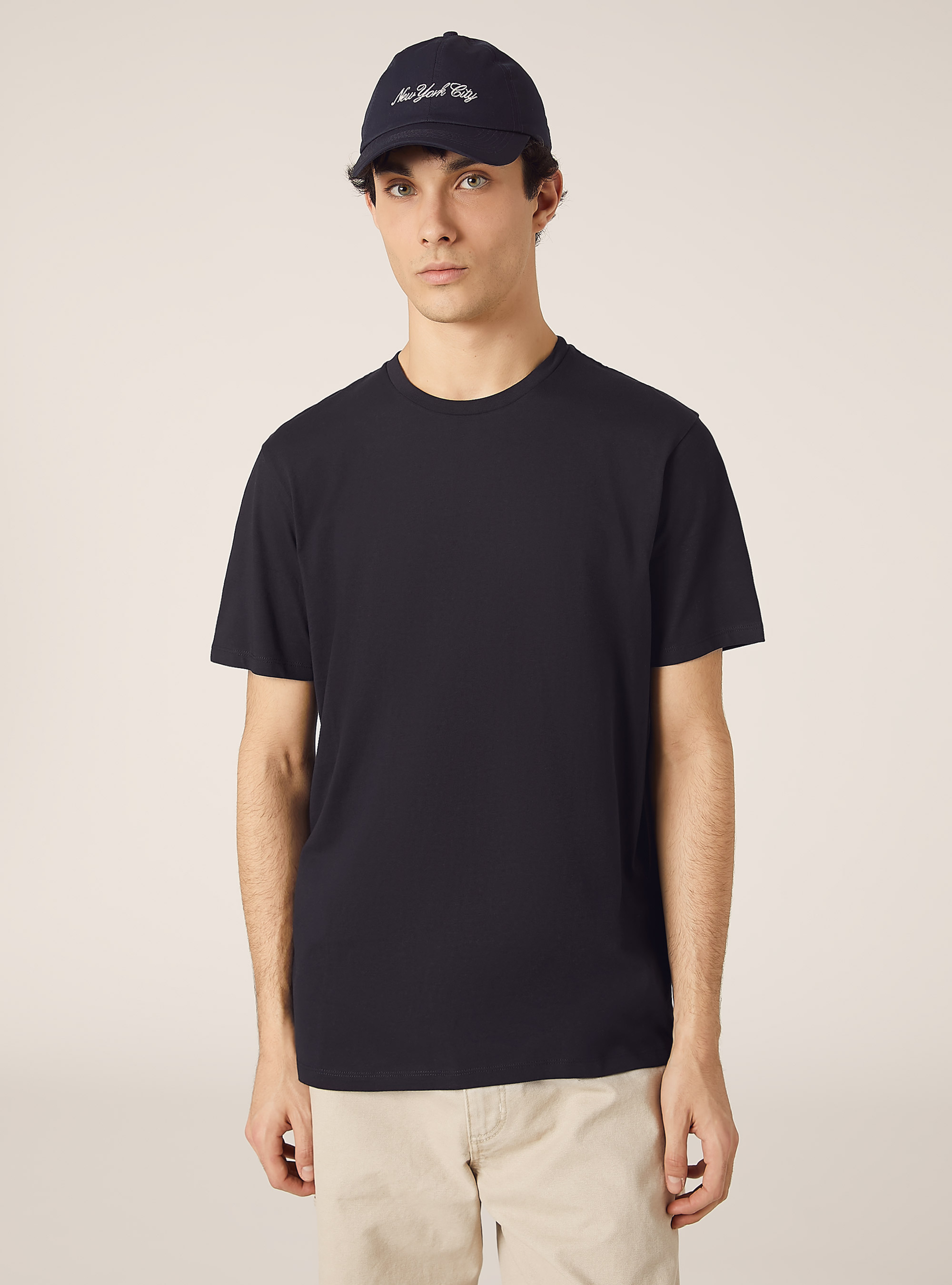 T-shirt en coton &agrave; col ras du cou, NA1 NAVY DARK