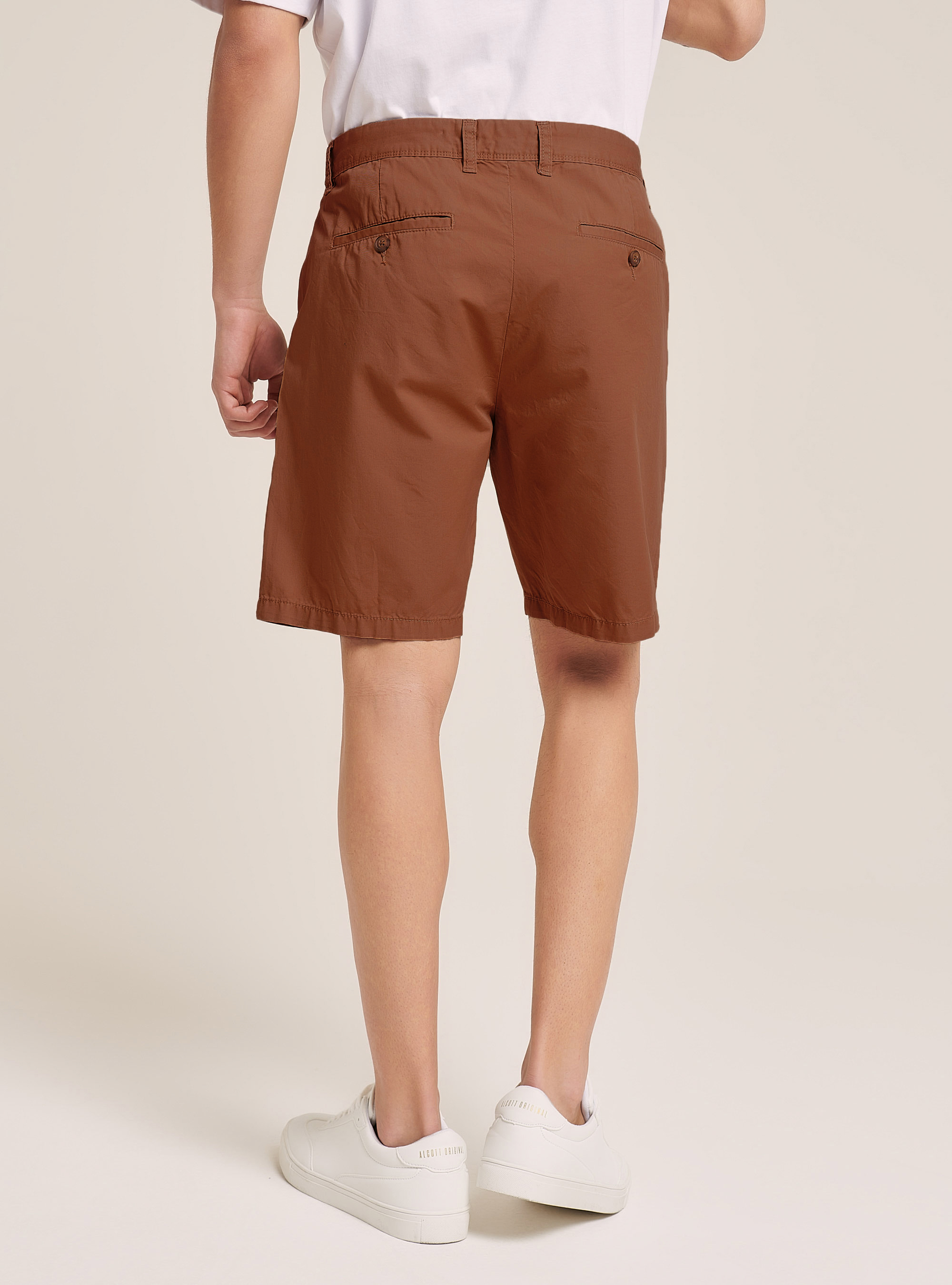 Bermuda in twill in tinta unita, MARRONE MEDIO