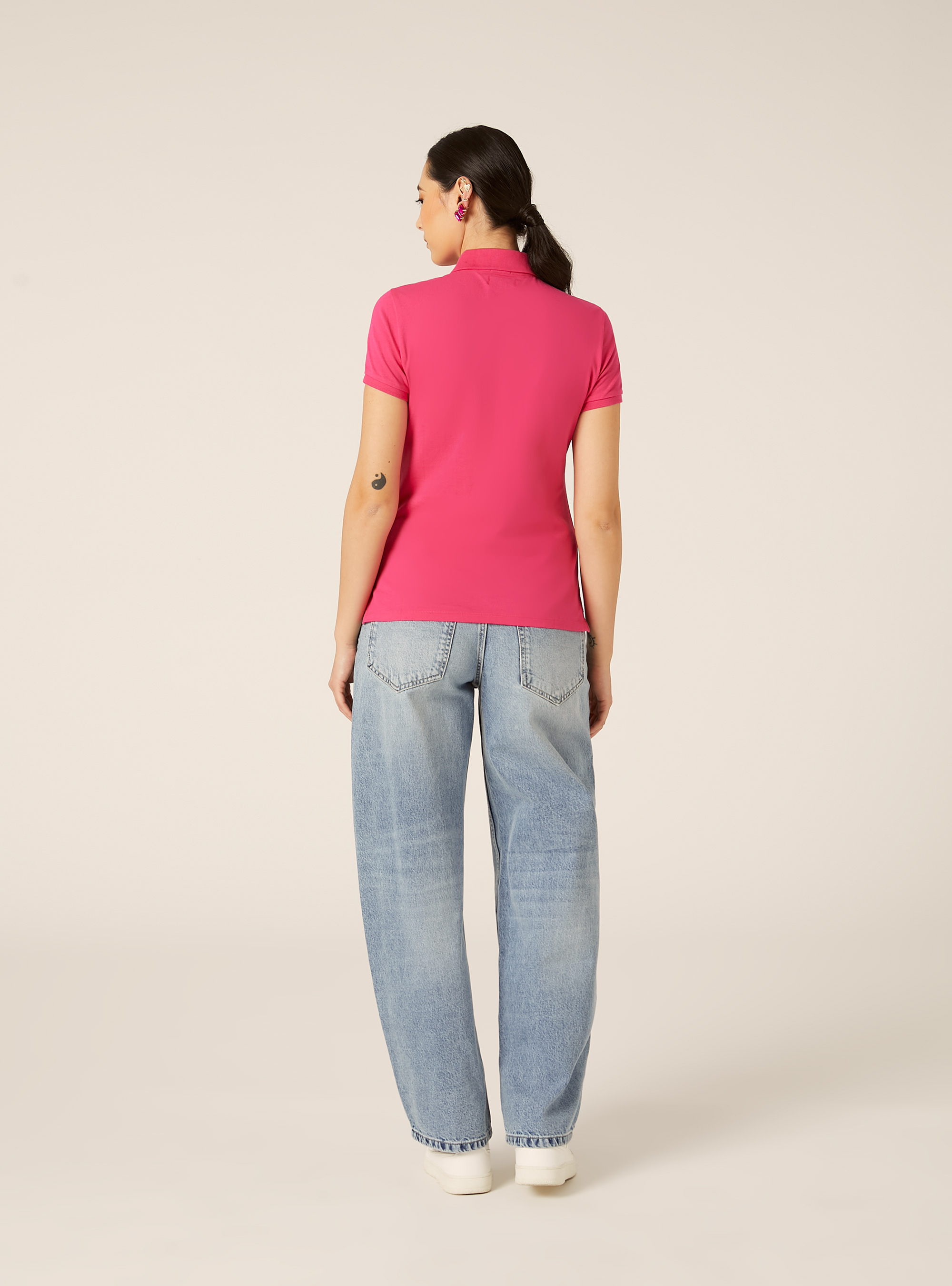 Slim Fit Polo Shirt with Embroidered Logo, FX2 FUXIA MEDIUM