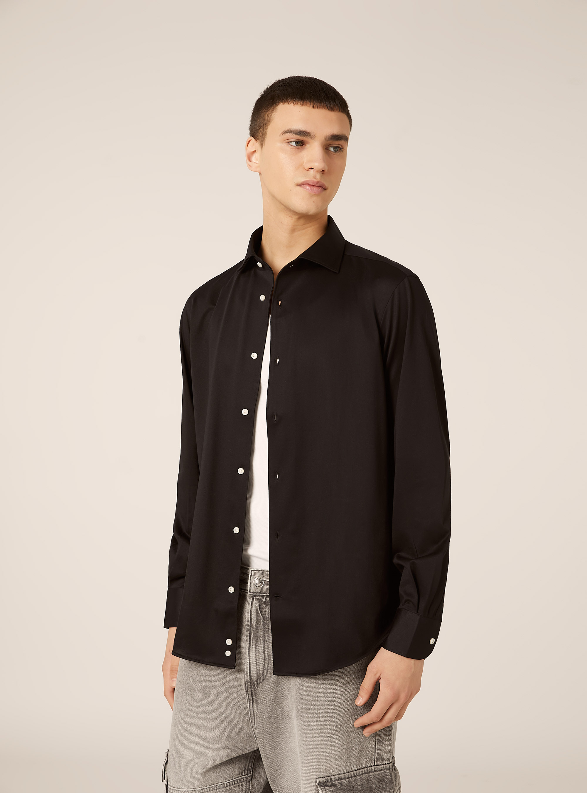 Camicia Traveller in jersey, NERO