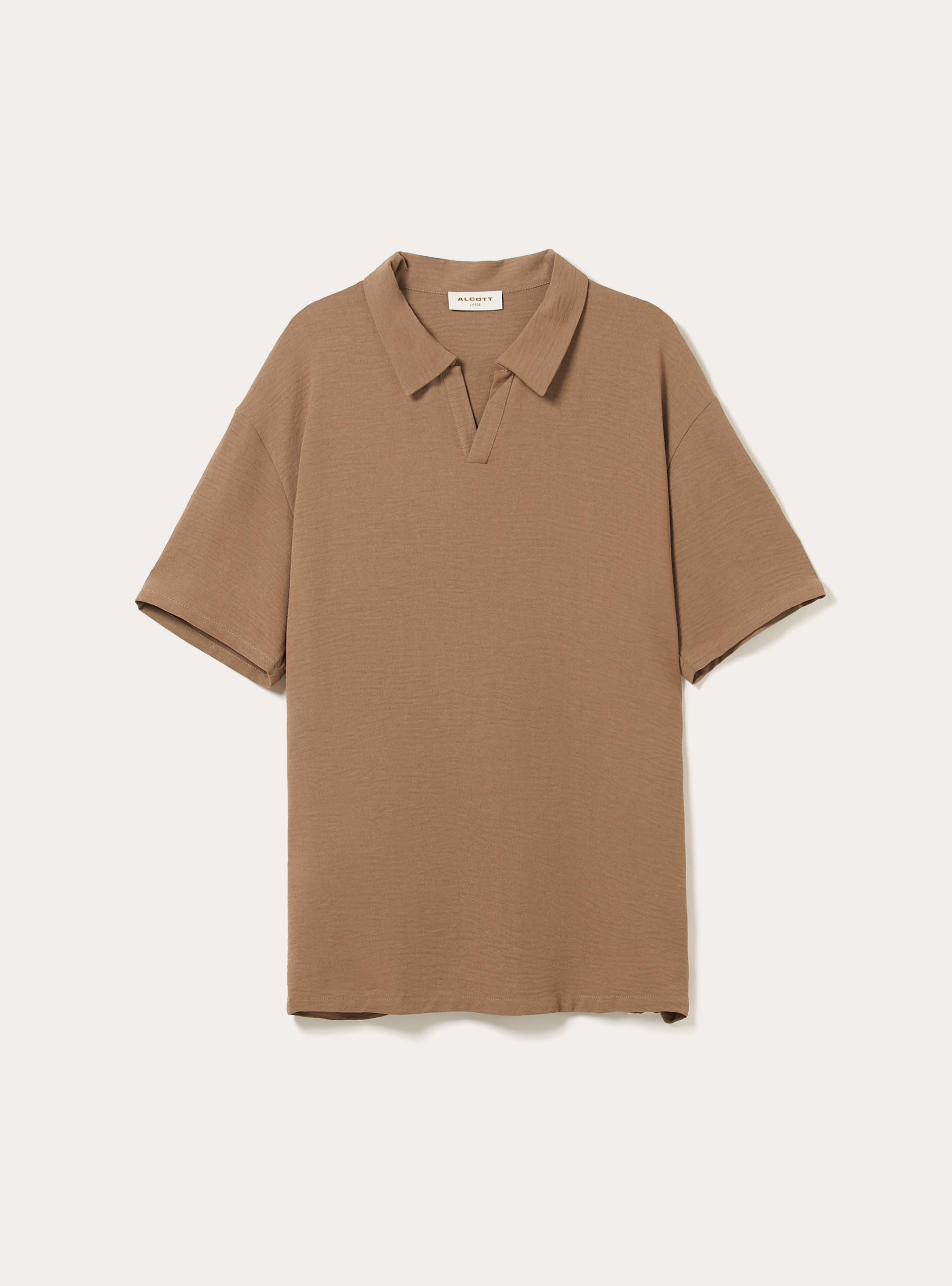 Polo b&aacute;sico de crep&eacute;, BR2 BROWN MEDIUM