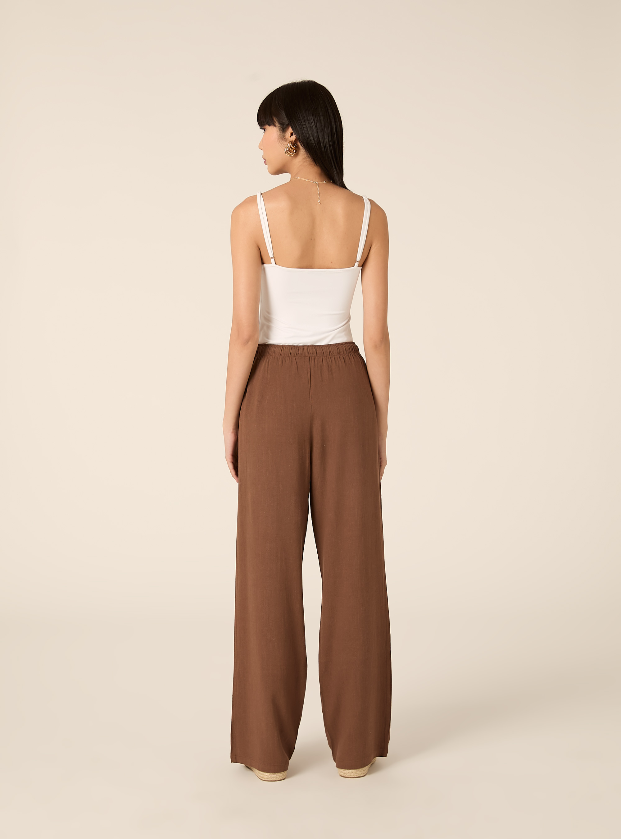Linen-blend palazzo pants, BR2 BROWN MEDIUM