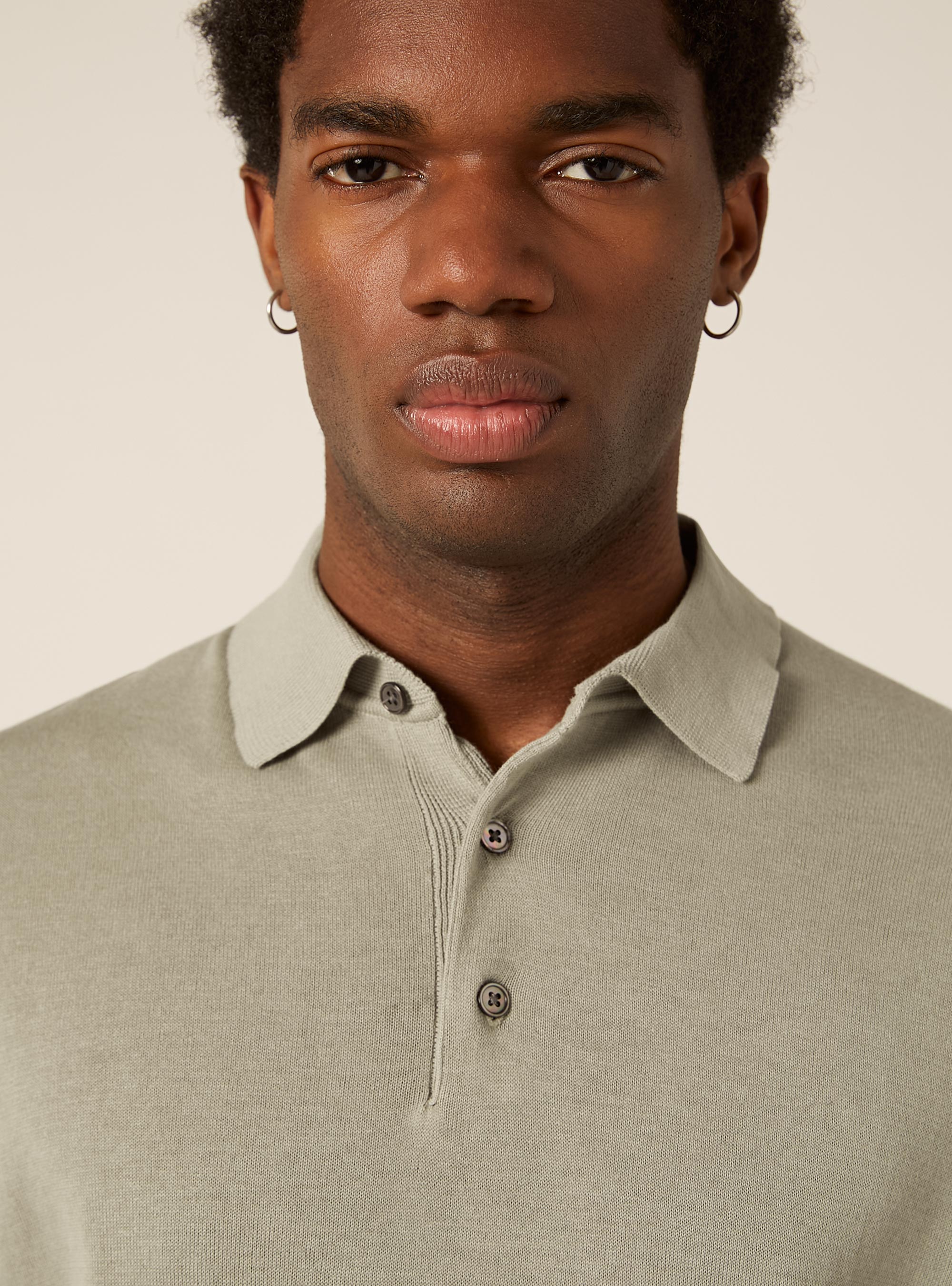 Extrafine cotton knit polo shirt, SG3 SAGE LIGHT