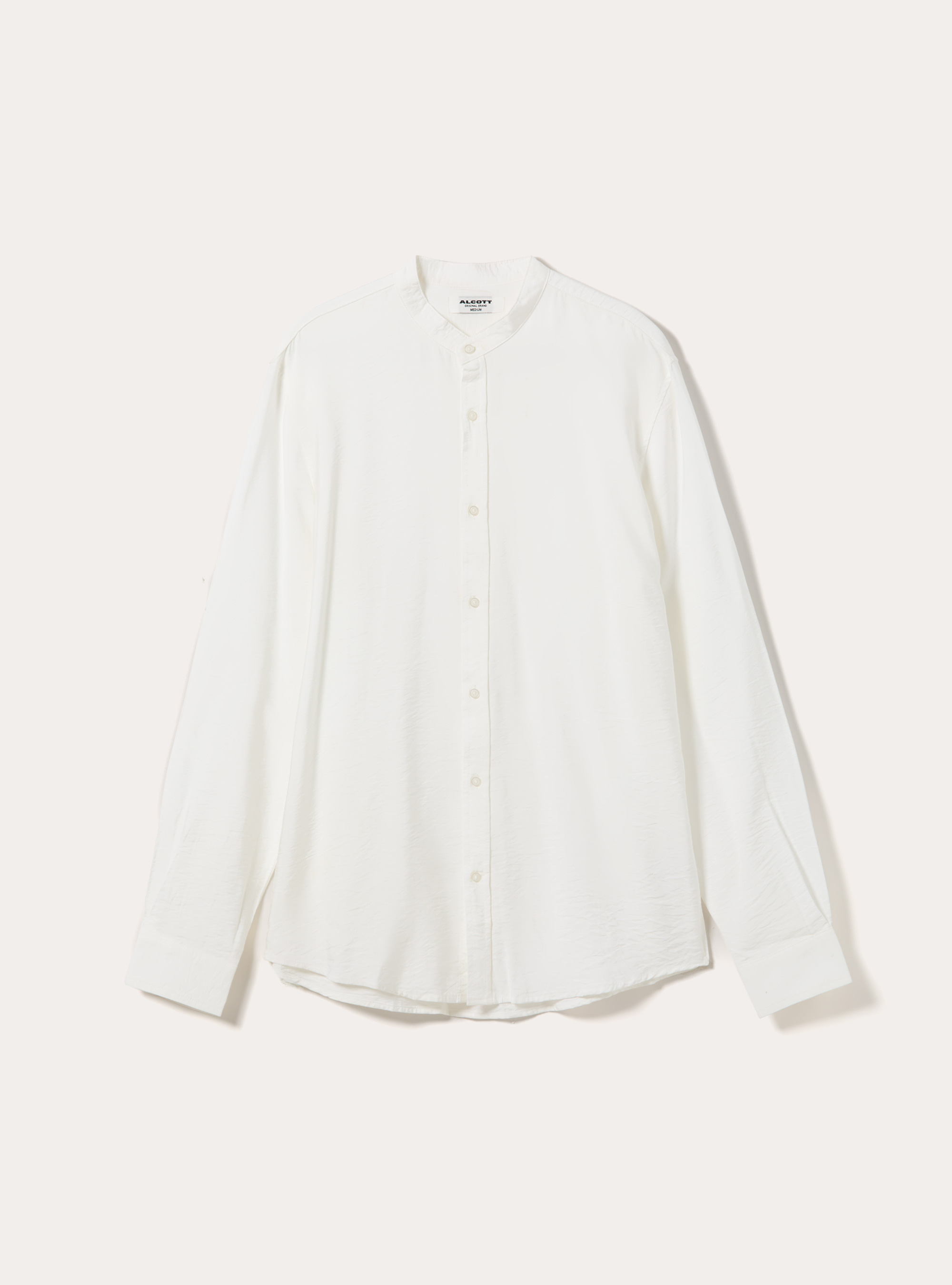 Regular Fit Mandarin Collar Shirt, WH1 OFF WHITE