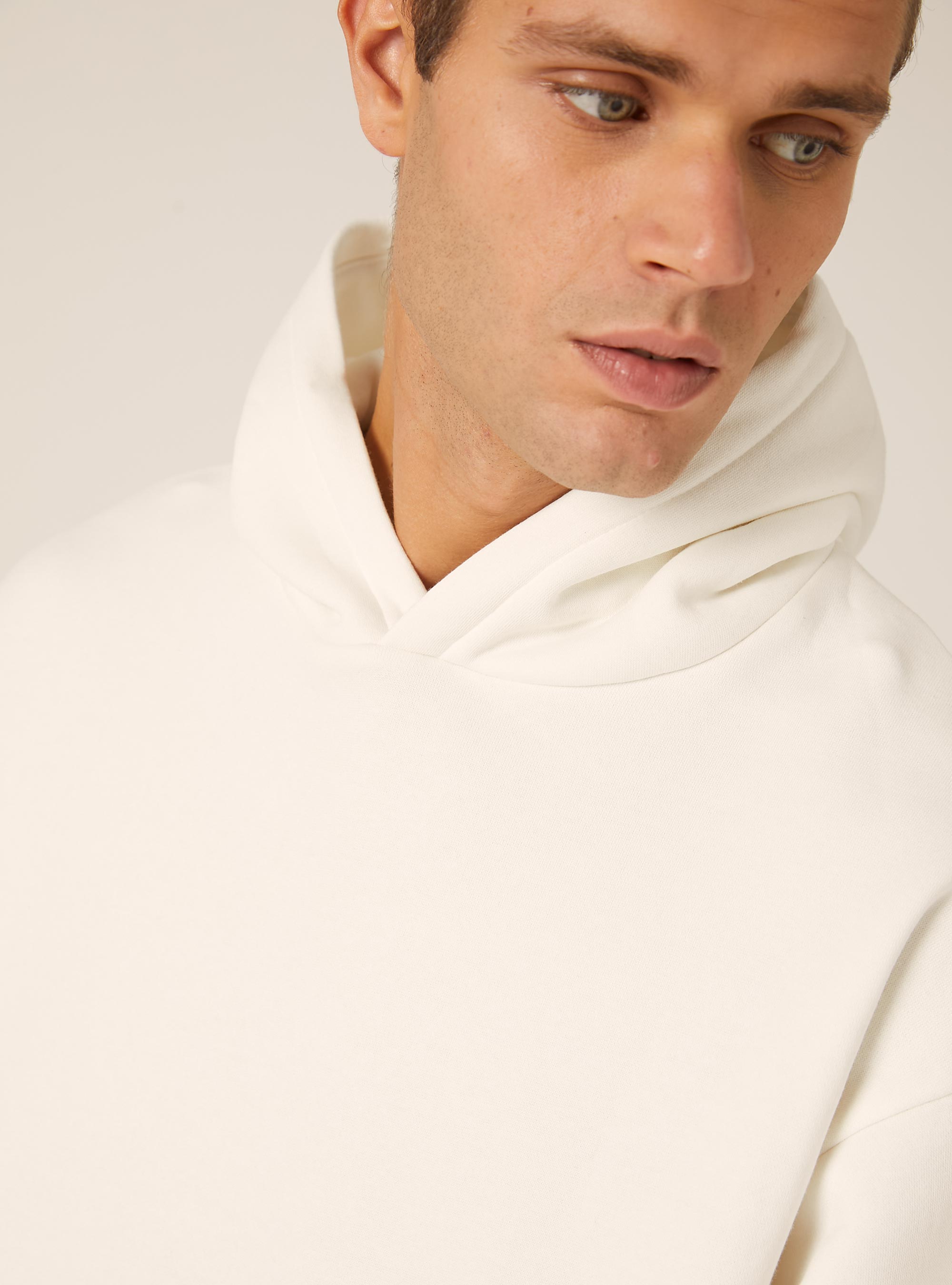 Sweat &agrave; capuche coupe boxy, WH2 WHITE