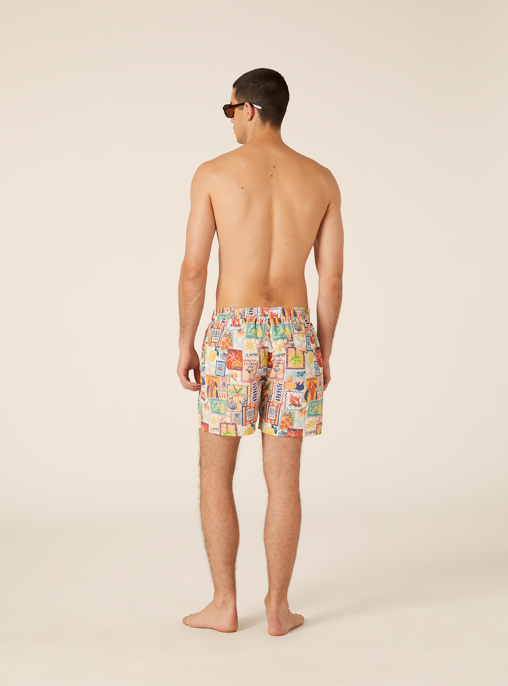Short de Bain Imprim&eacute; Timbres Vintage, YE2 YELLOW MEDIUM