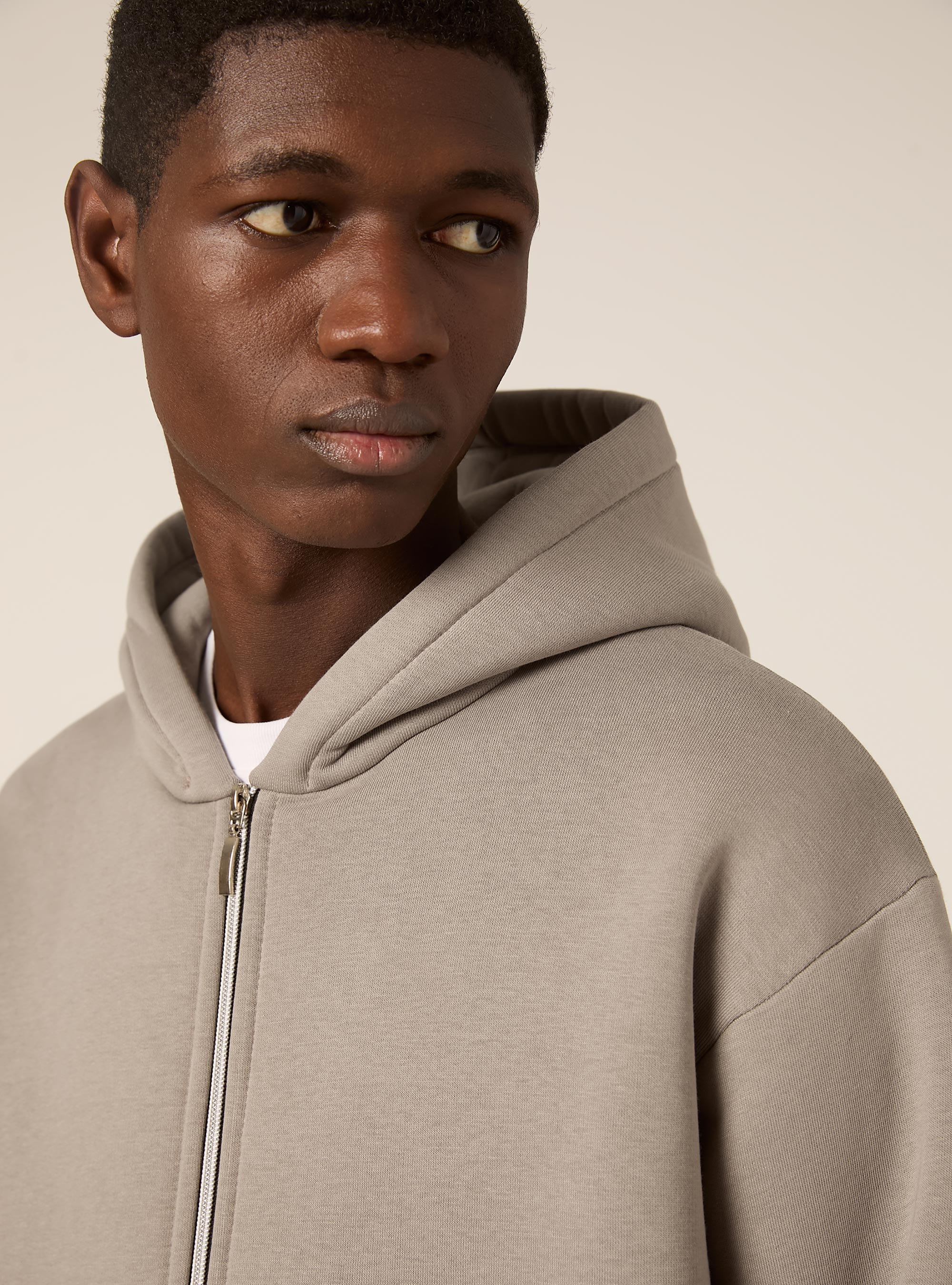 Sweat &agrave; capuche zipp&eacute; coupe boxy, GY2 GREY MEDIUM