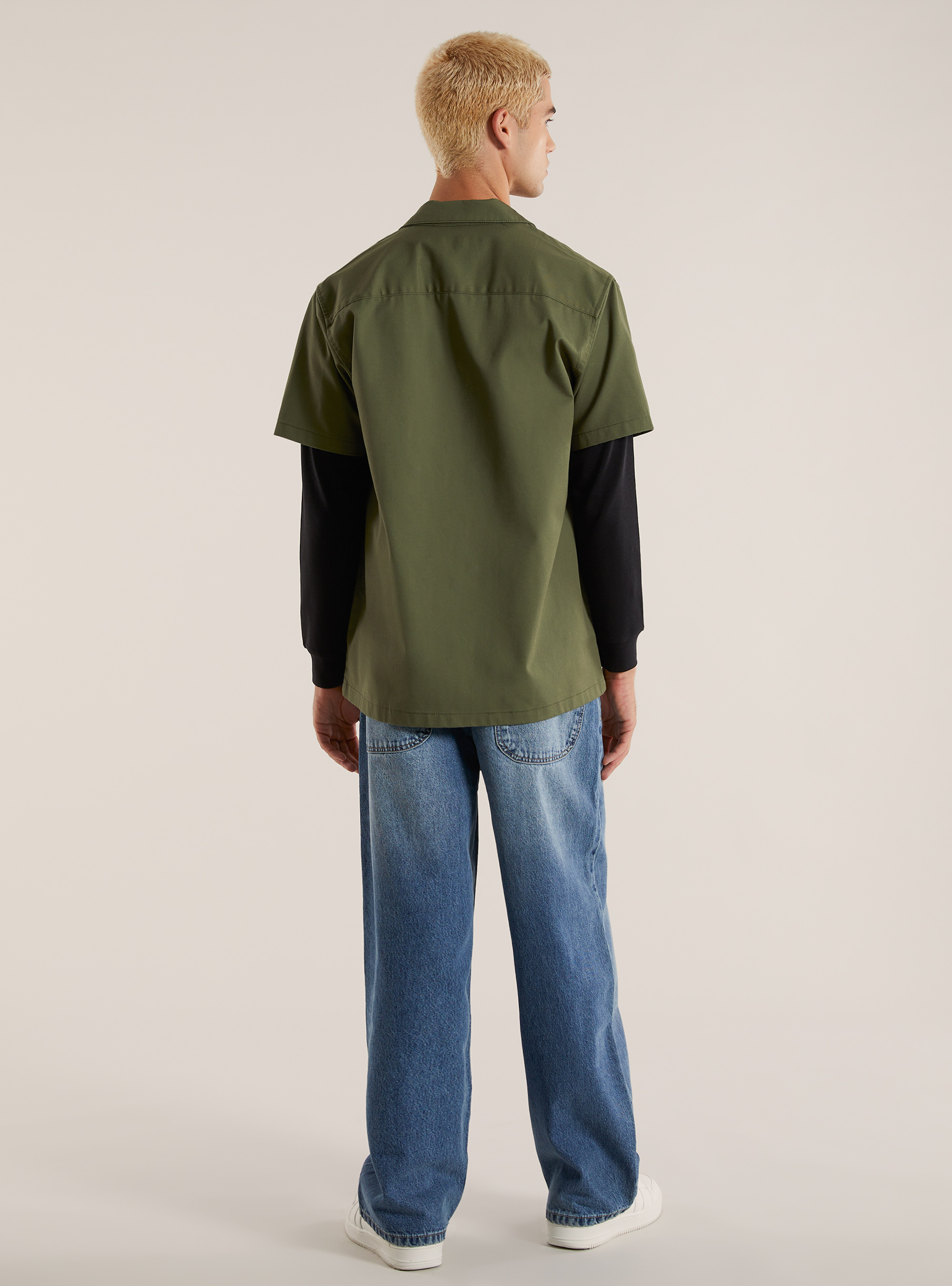 Camisa de sarga con grandes bolsillos, KY2 KAKY MEDIUM