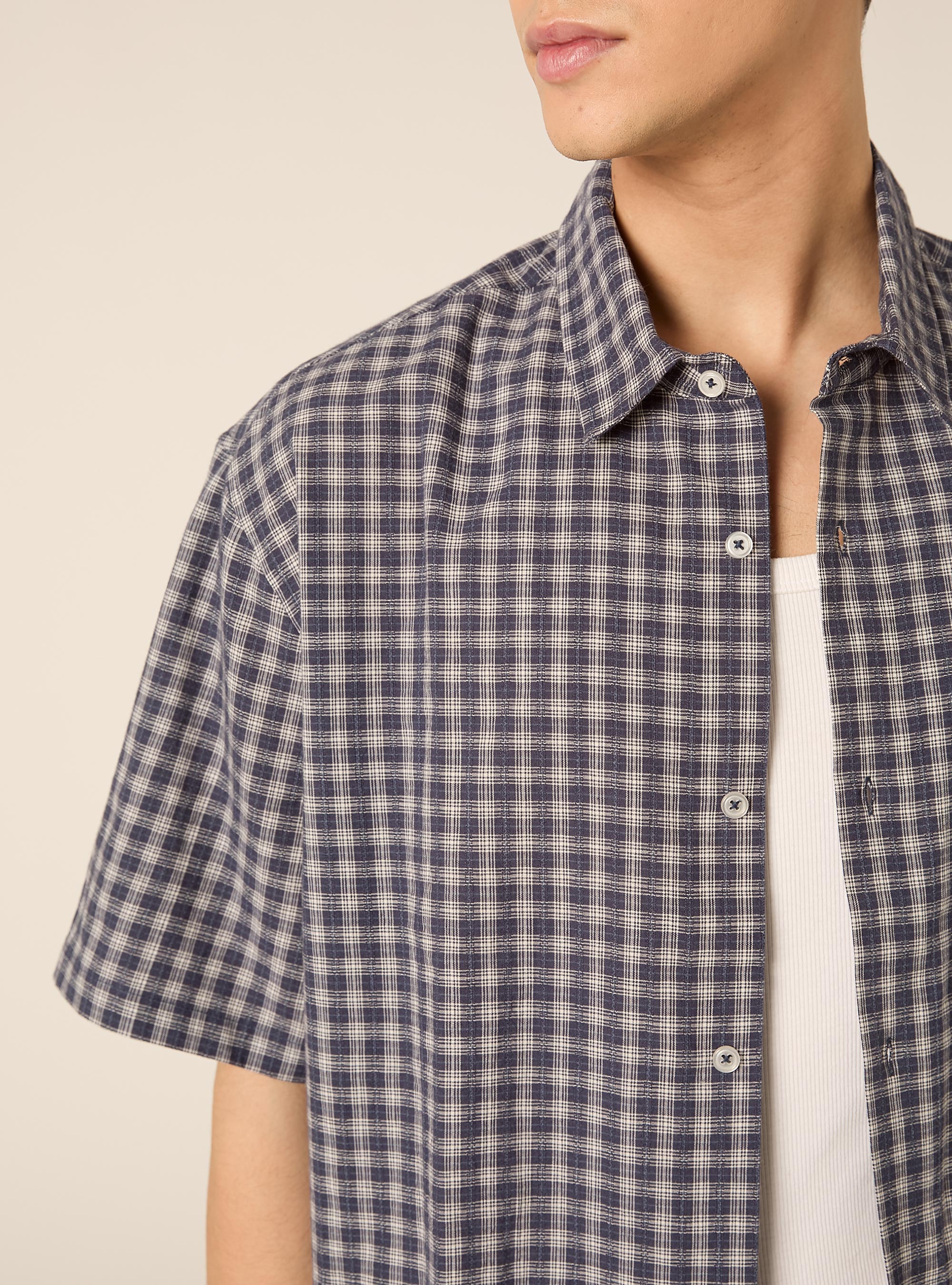 Camicia a quadri boxy fit, BLU MEDIO