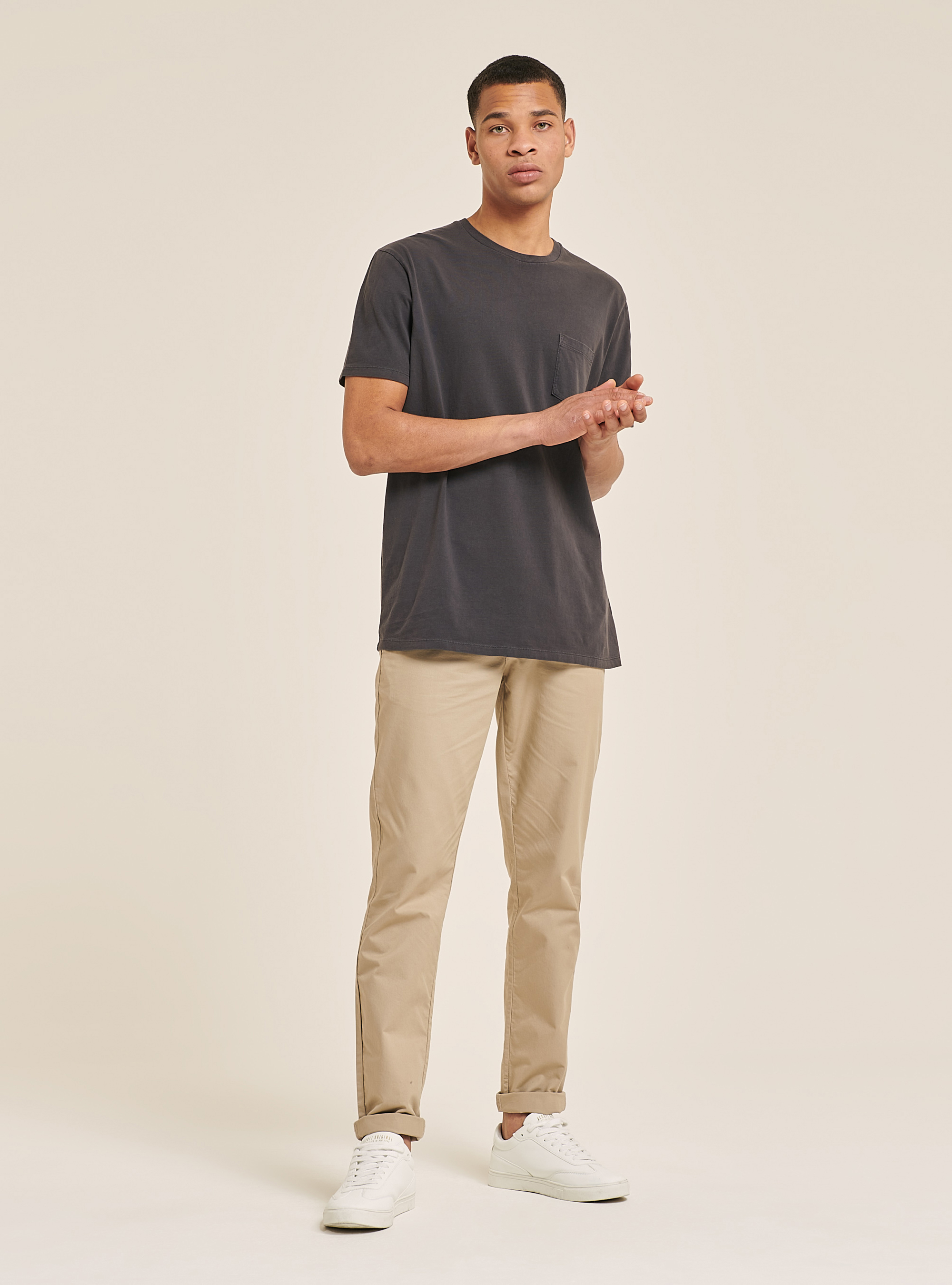 Crew-neck t-shirt with pocket, GY1 GREY DARK